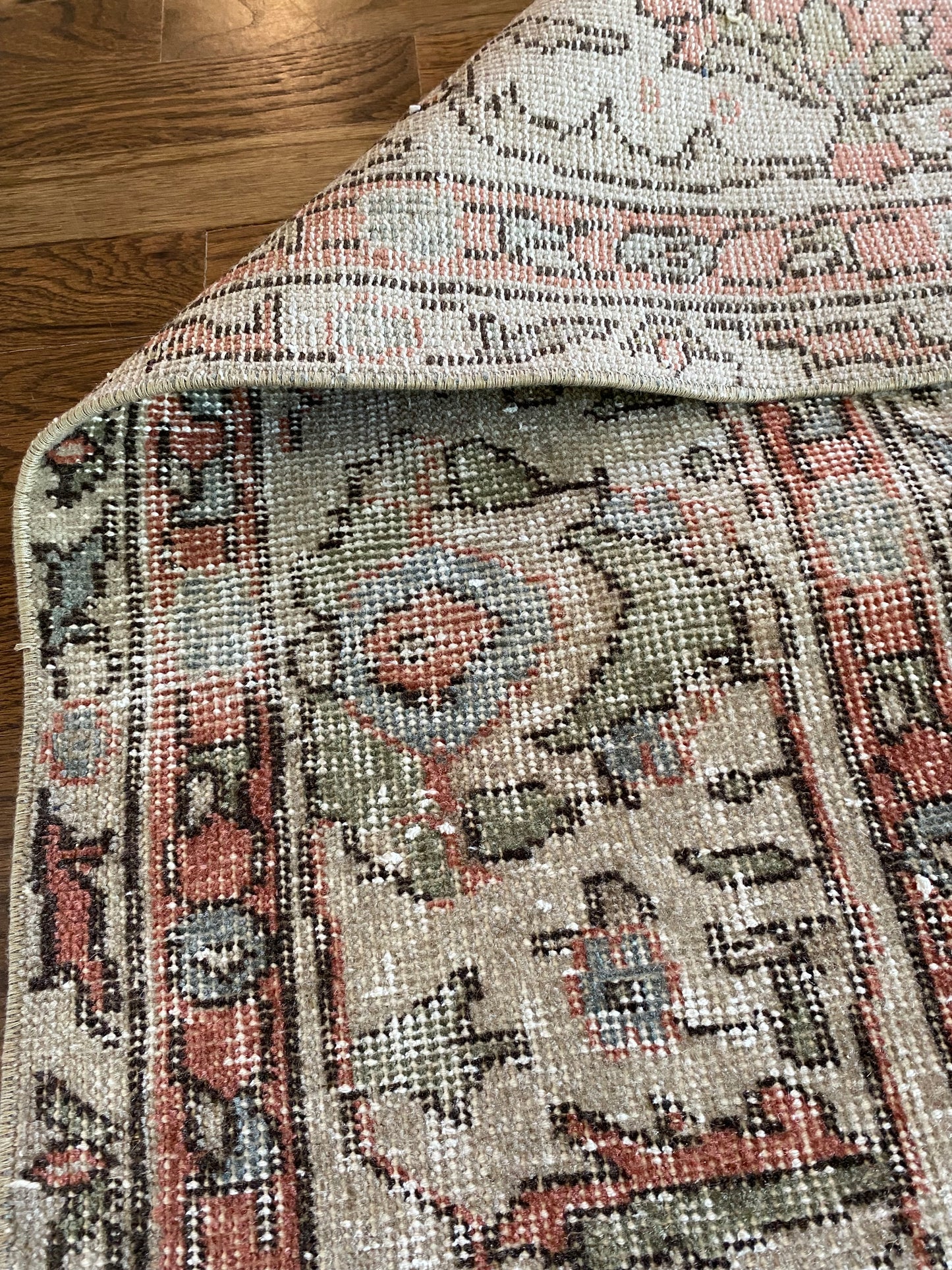 Vintage Turkish Wool Area Rug 8’5”x12’ – Hand-Knotted Salmon Floral Rug | Olivia