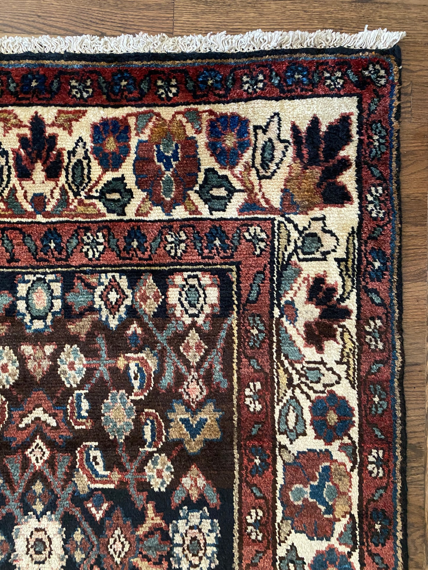 Vintage Malayer Wool Runner 3’4"x10’1" – Hand-Knotted Moody Navy Runner | Marci