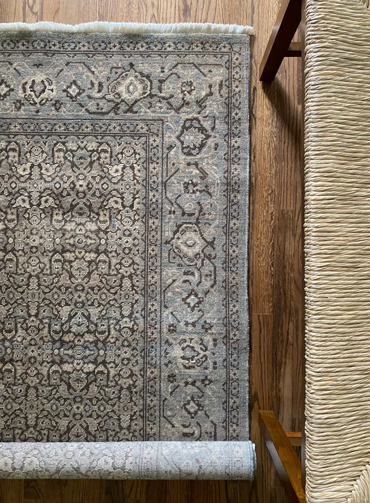 Vintage Isfahan Wool Rug 4’x6’1" – Hand-Knotted Gray Scatter Rug | Lucia