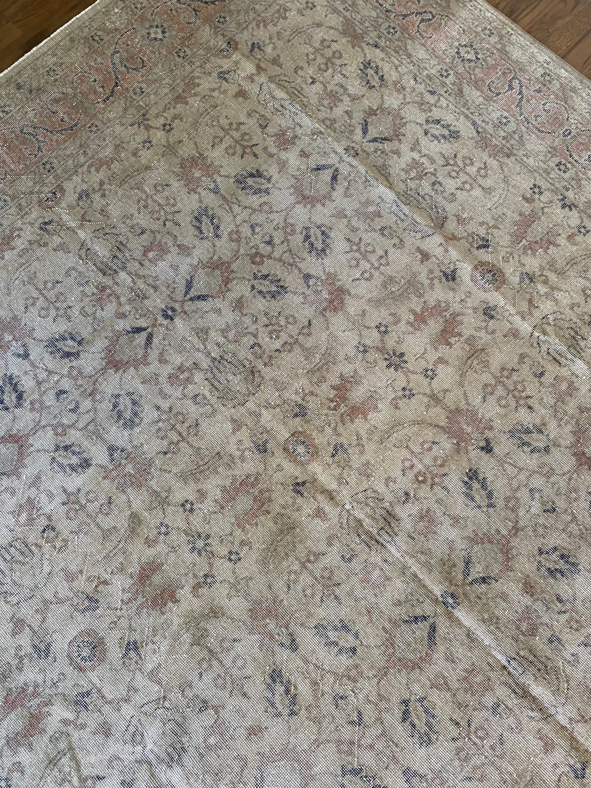 Vintage Turkish Wool Area Rug 8’3”x10’1" – Hand-Knotted Muted Terracotta Floral Rug | Lillian