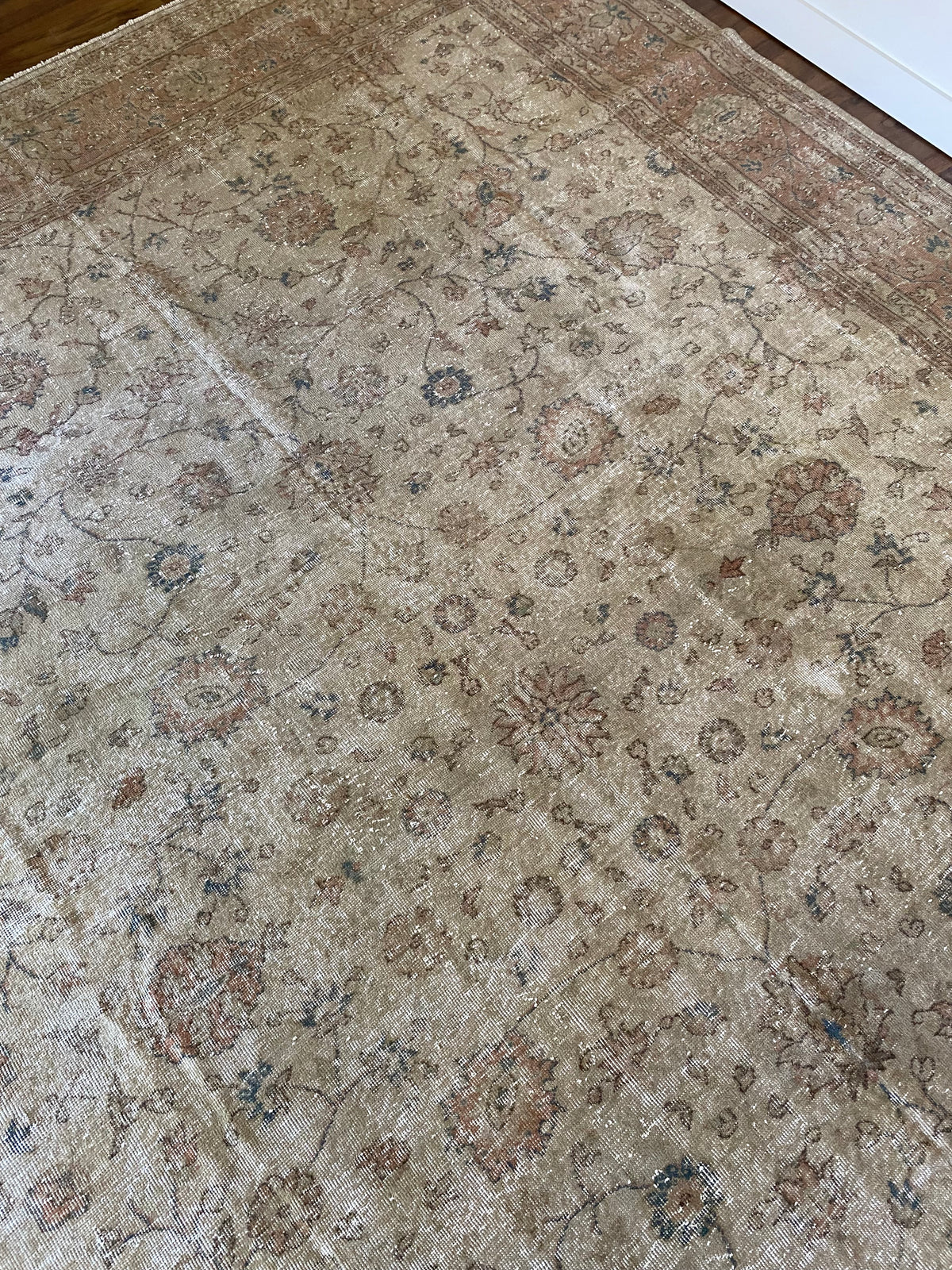 Vintage Turkish Wool Area Rug 10’2”x13’– Hand-Knotted Large Floral Rug | Hannah