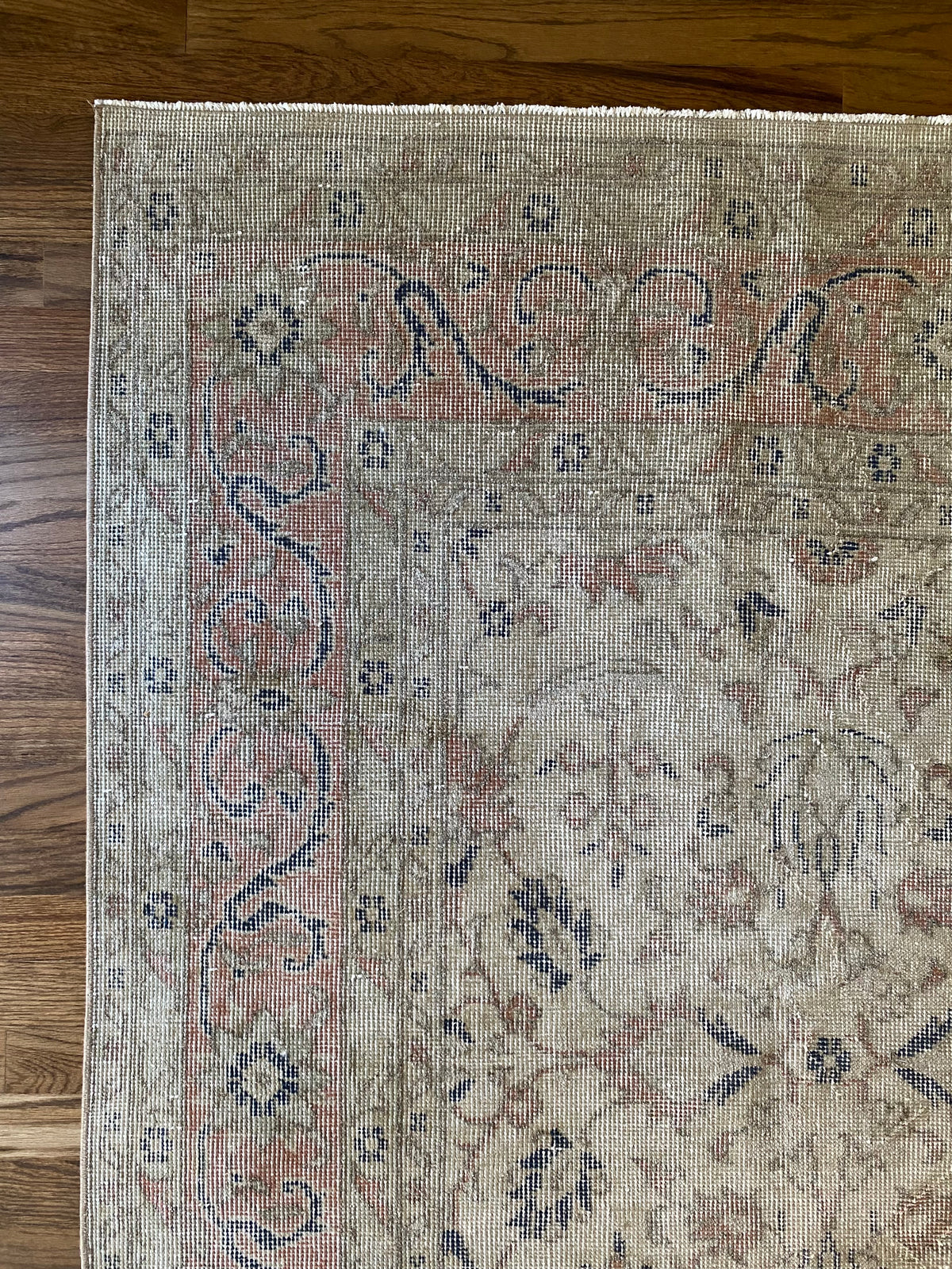 Vintage Turkish Wool Area Rug 8’3”x10’1" – Hand-Knotted Muted Terracotta Floral Rug | Lillian