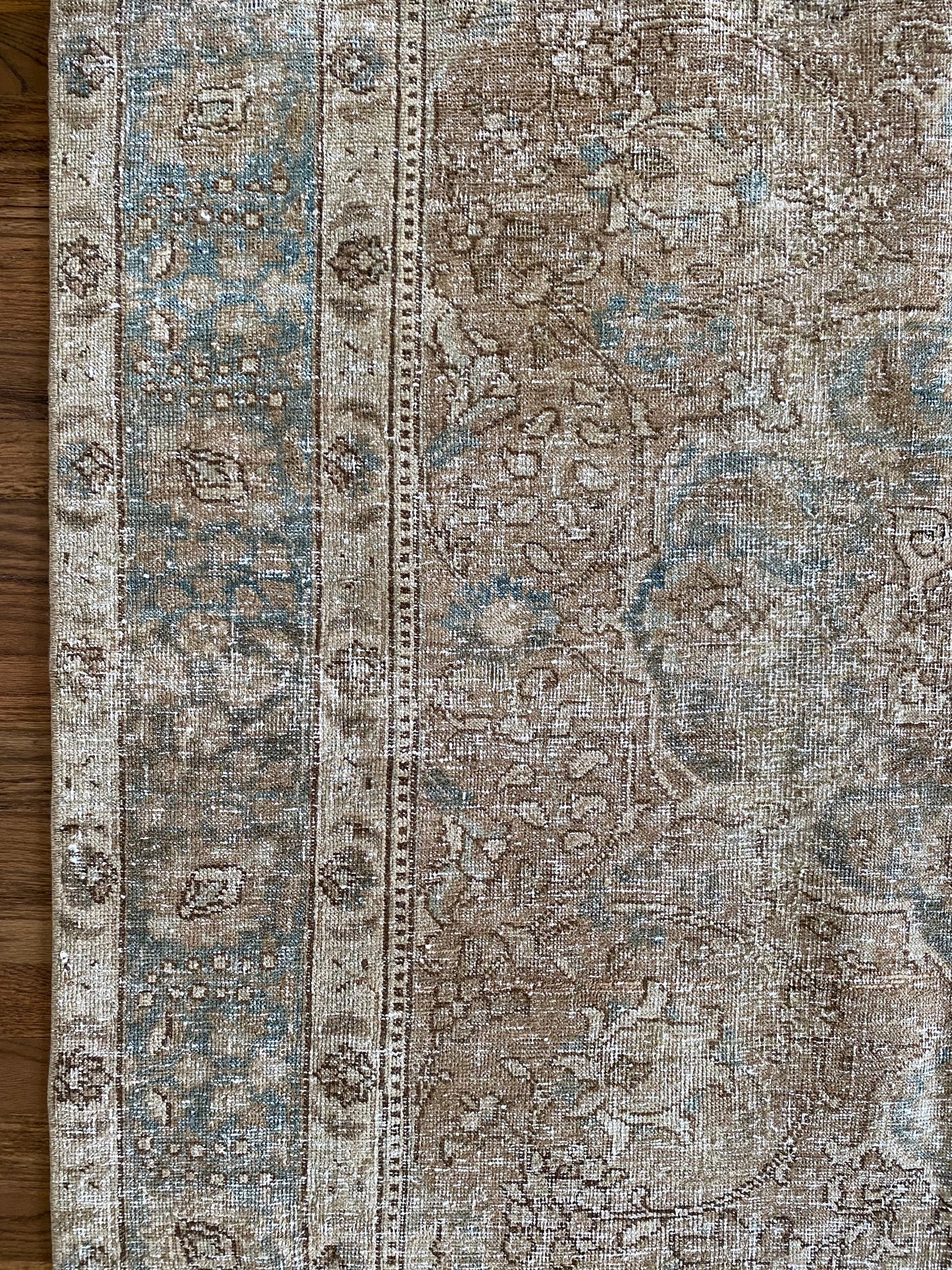 Antique Tabriz Wool Rug 4’4"x5’10" – Hand-Knotted Neutral Scatter Rug | Ginny
