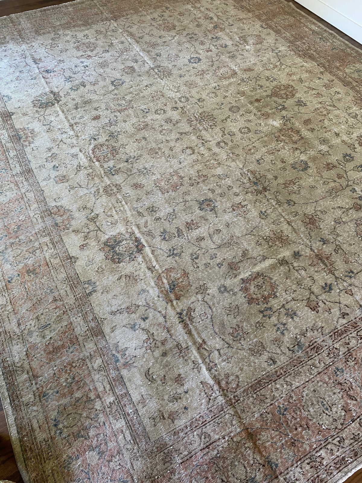 Vintage Turkish Wool Area Rug 10’2”x13’– Hand-Knotted Large Floral Rug | Hannah