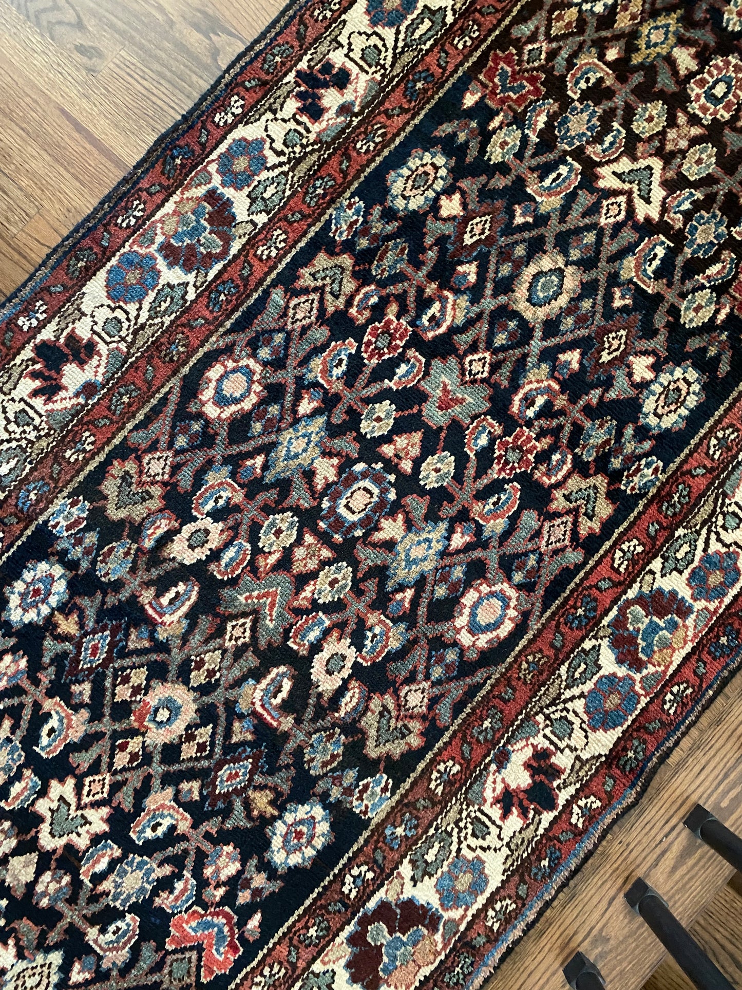 Vintage Malayer Wool Runner 3’4"x10’1" – Hand-Knotted Moody Navy Runner | Marci