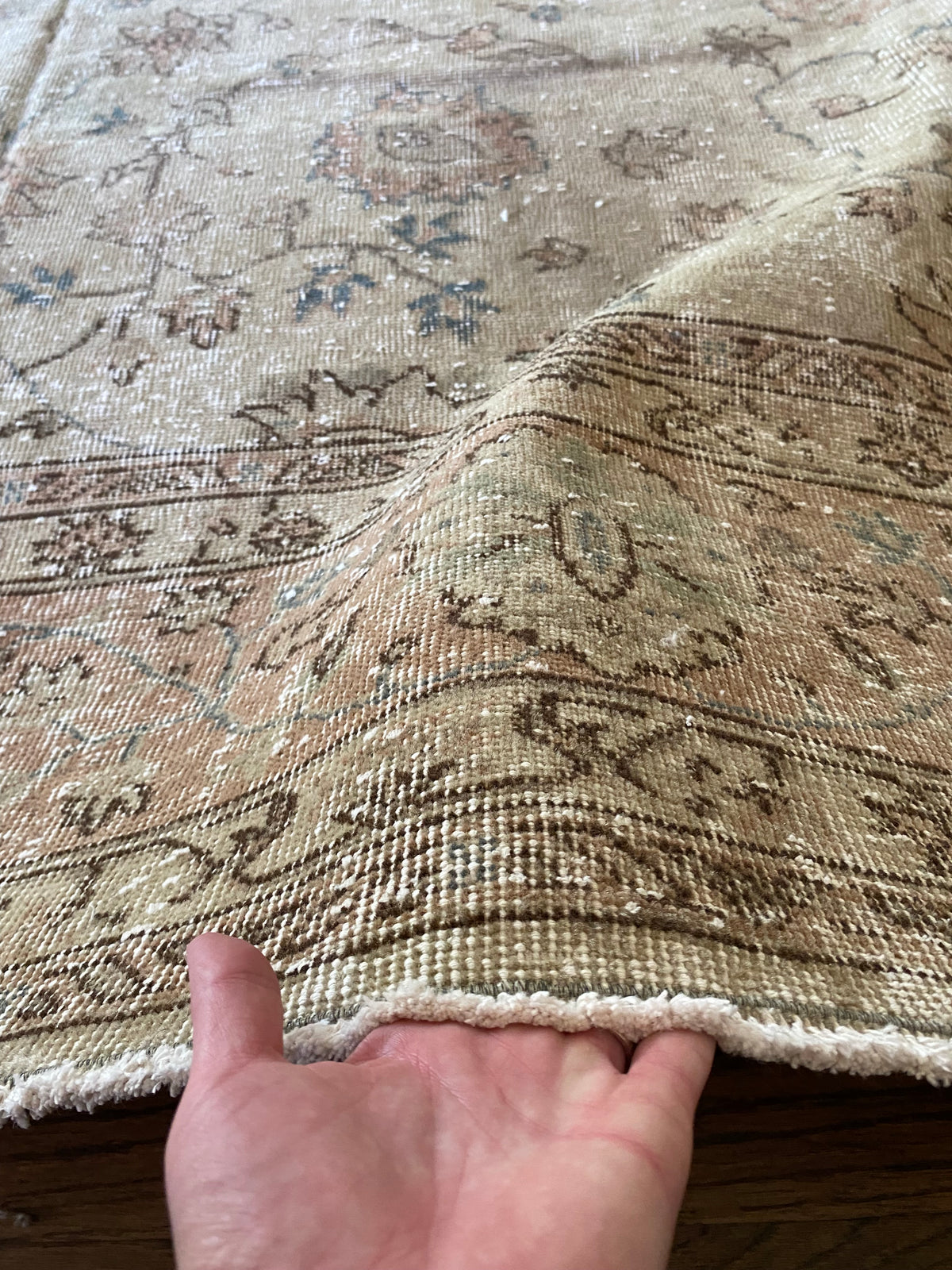 Vintage Turkish Wool Area Rug 10’2”x13’– Hand-Knotted Large Floral Rug | Hannah