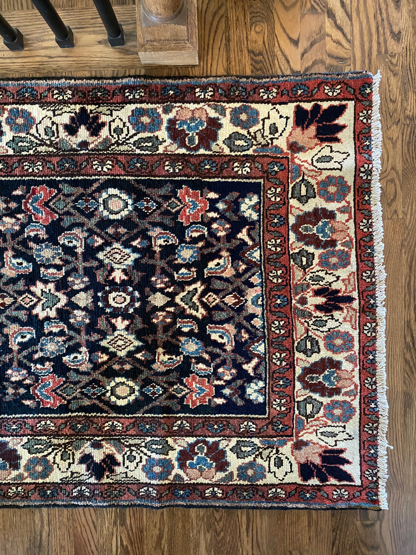 Vintage Malayer Wool Runner 3’4"x10’1" – Hand-Knotted Moody Navy Runner | Marci