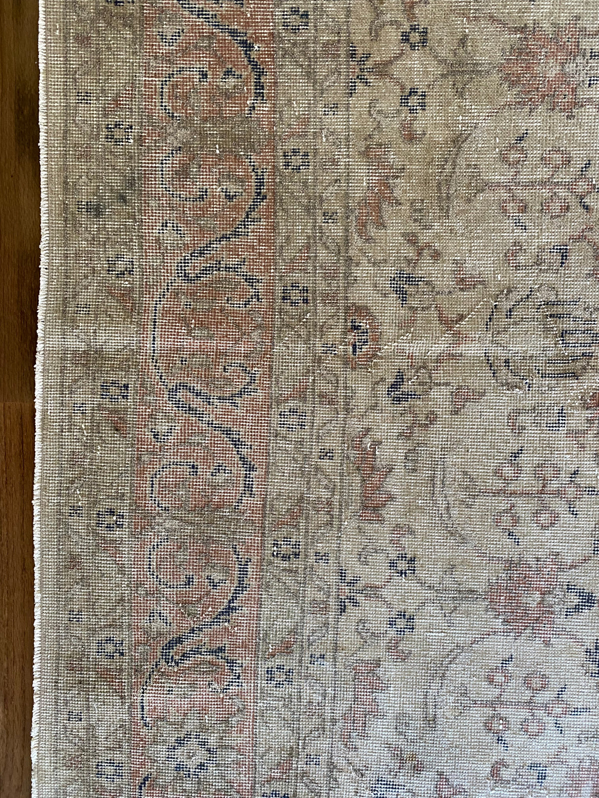 Vintage Turkish Wool Area Rug 8’3”x10’1" – Hand-Knotted Muted Terracotta Floral Rug | Lillian