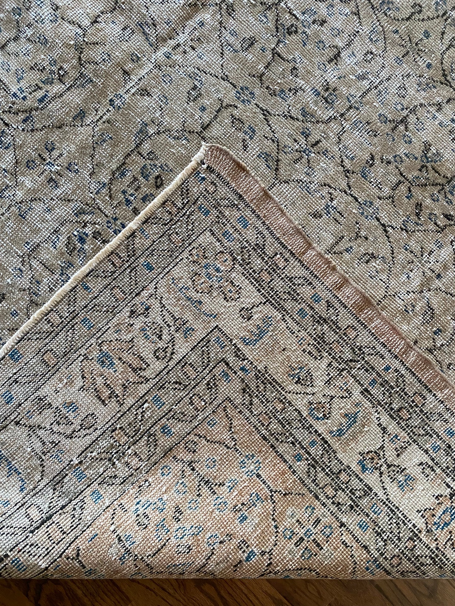Vintage Turkish Wool Area Rug 7’11’x10’8" – Hand-Knotted Neutral Rug | Collins