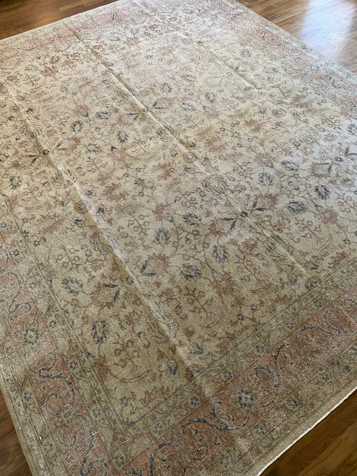 Vintage Turkish Wool Area Rug 8’3”x10’1" – Hand-Knotted Muted Terracotta Floral Rug | Lillian