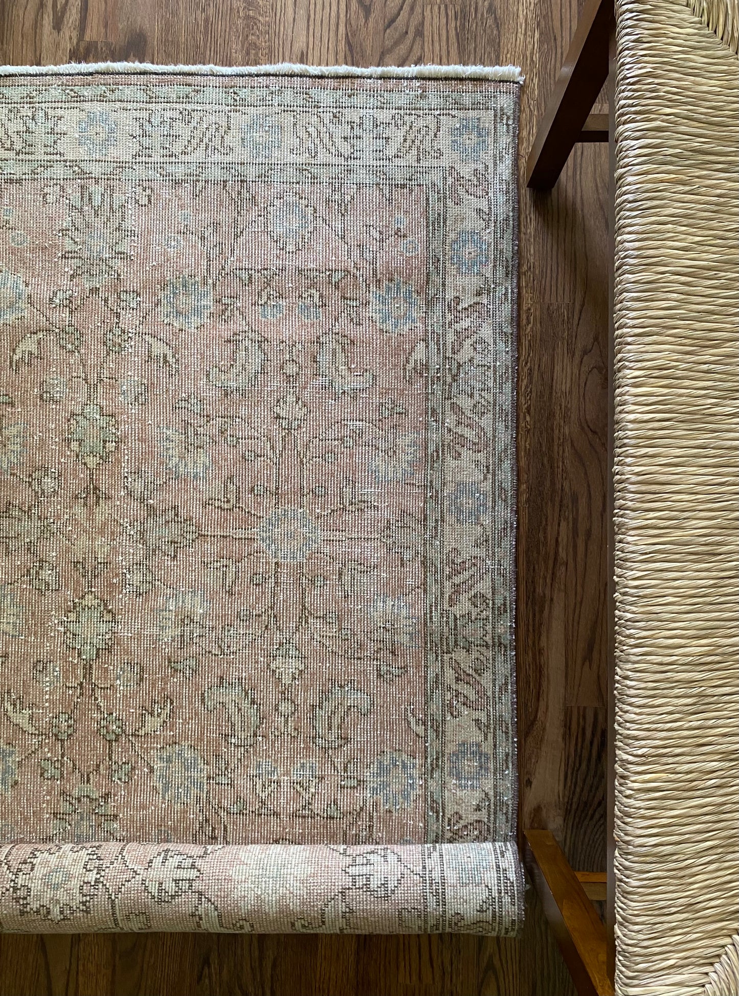 Vintage Turkish Wool Rug 4’x7’5” – Hand-Knotted Dusty Rose Scatter Rug | Emilia