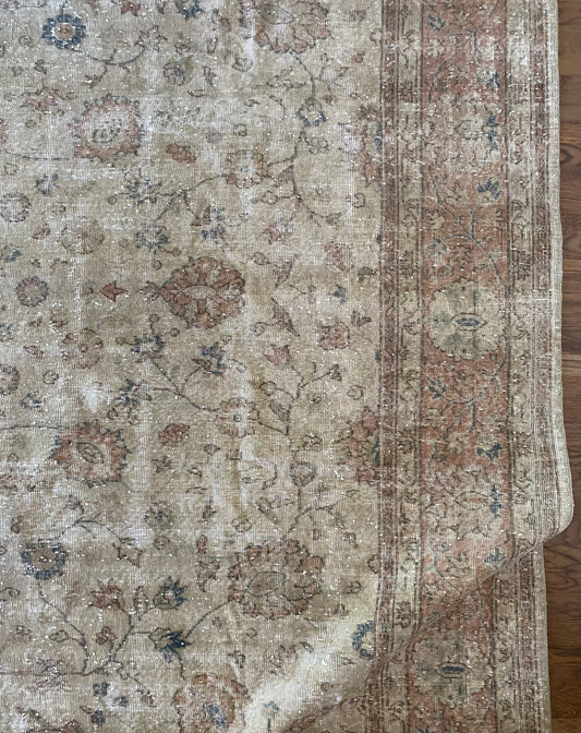 Vintage Turkish Wool Area Rug 10’2”x13’– Hand-Knotted Large Floral Rug | Hannah