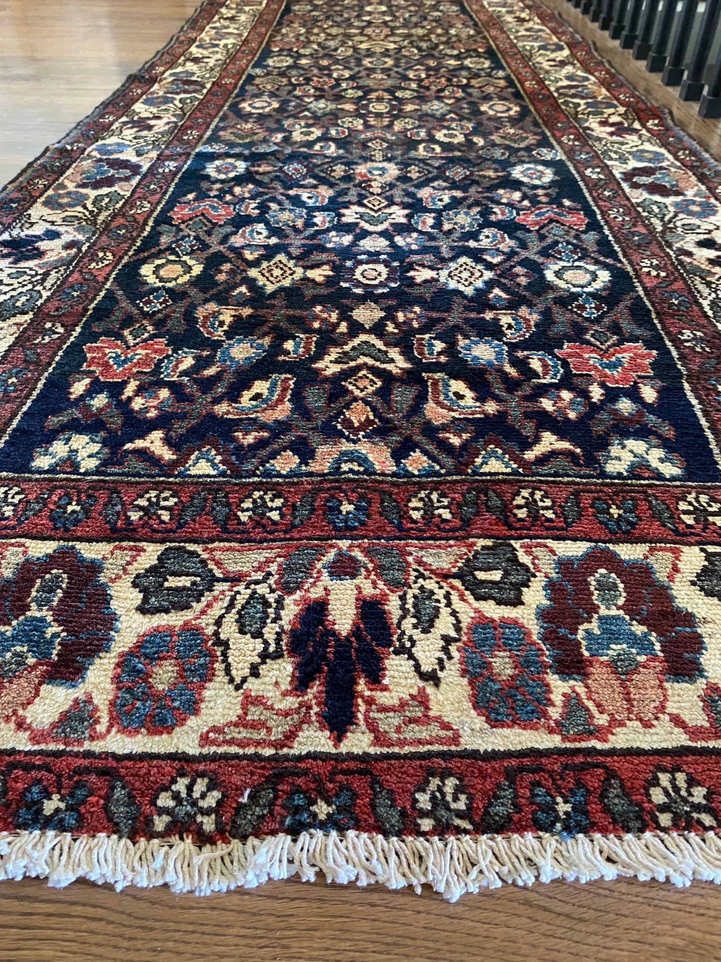 Vintage Malayer Wool Runner 3’4"x10’1" – Hand-Knotted Moody Navy Runner | Marci