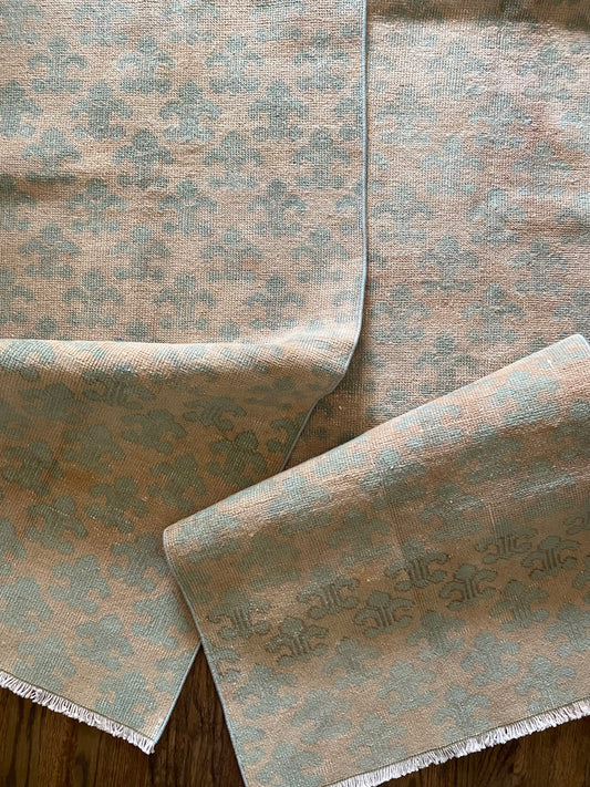 Matching vintage runners wool hallway rugs soft tones