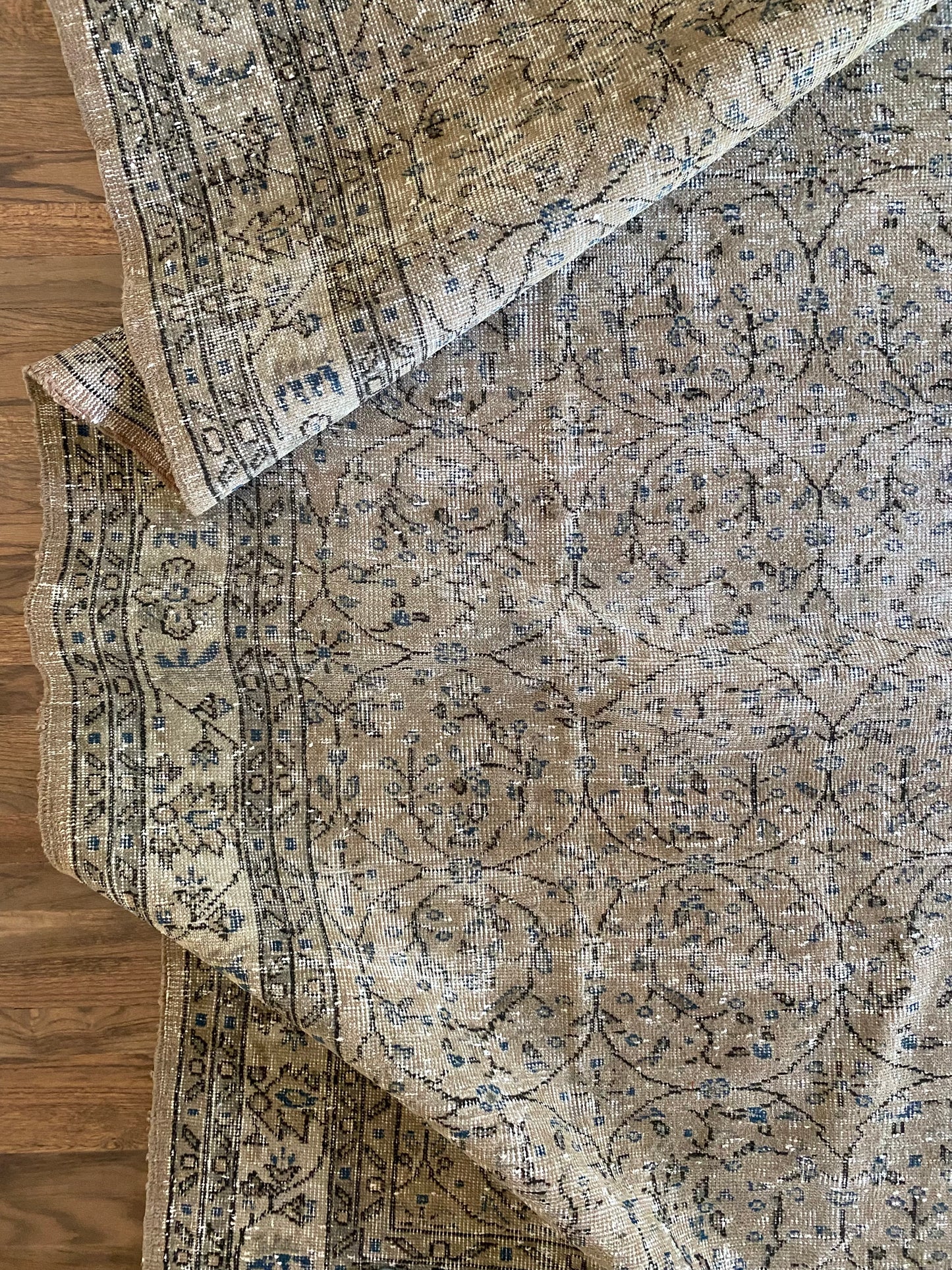 Vintage Turkish Wool Area Rug 7’11’x10’8" – Hand-Knotted Neutral Rug | Collins