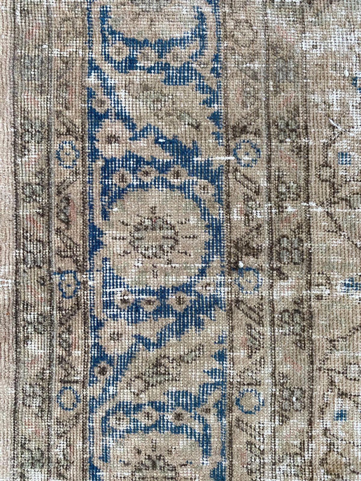 Vintage Turkish Wool Area Rug 9’7”x13’– Hand-Knotted Neutral and Blue Rug | Penny