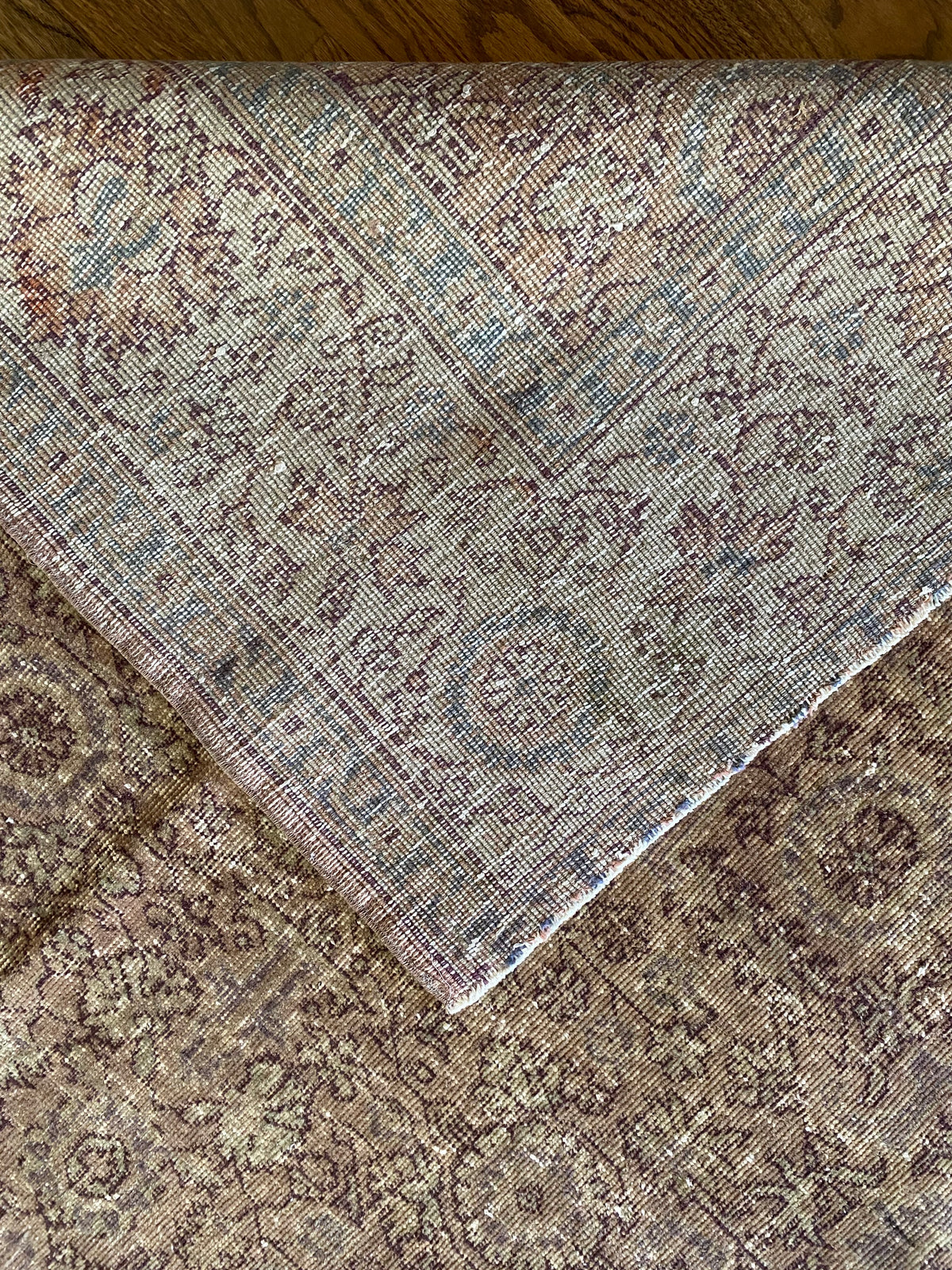 Vintage Turkish Wool Area Rug 8’x10’6" – Hand-Knotted Clay Floral Rug | Monica