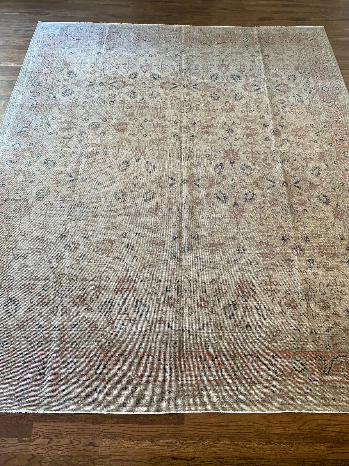 Vintage Turkish Wool Area Rug 8’3”x10’1" – Hand-Knotted Muted Terracotta Floral Rug | Lillian