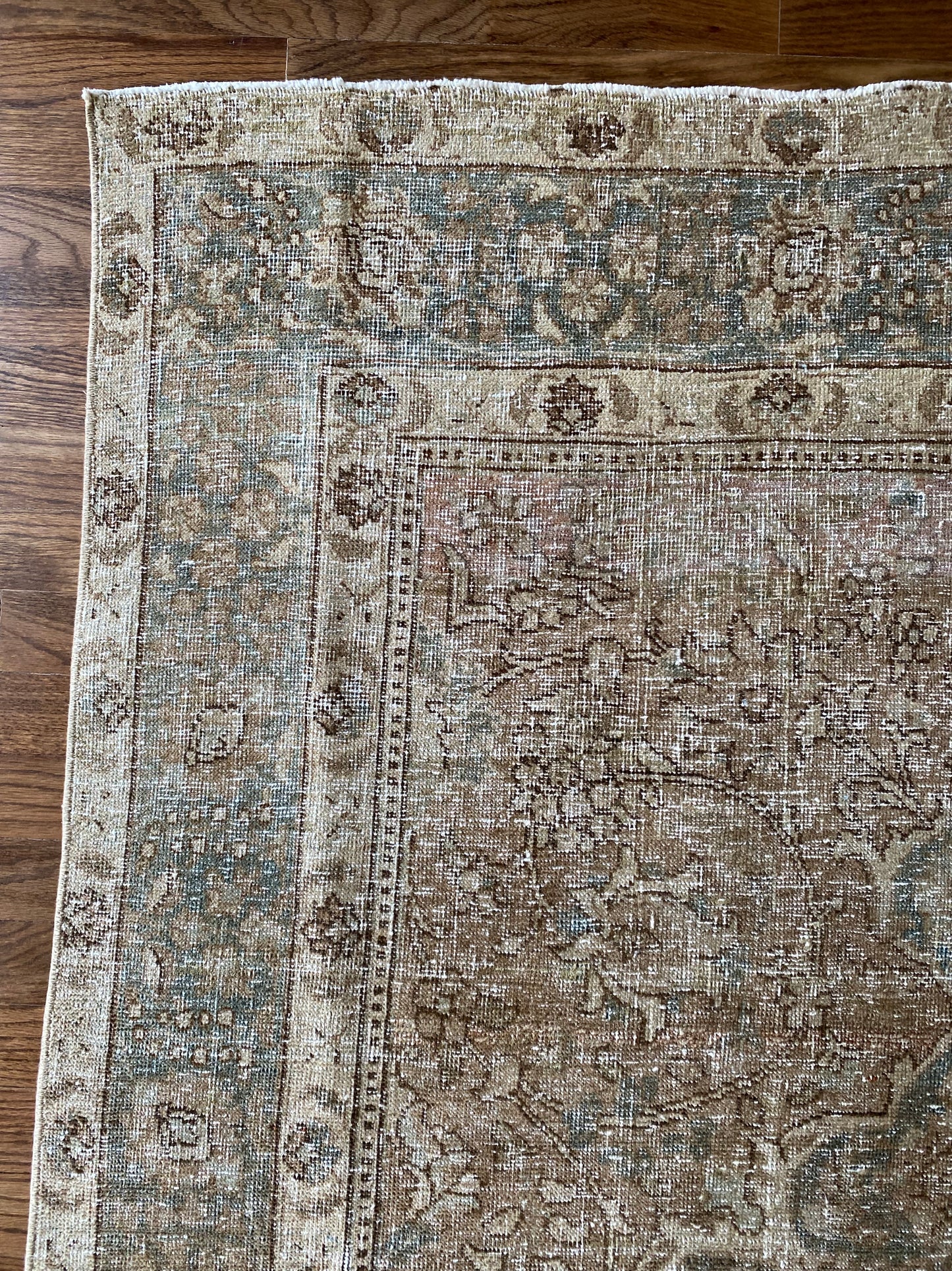 Antique Tabriz Wool Rug 4’4"x5’10" – Hand-Knotted Neutral Scatter Rug | Ginny