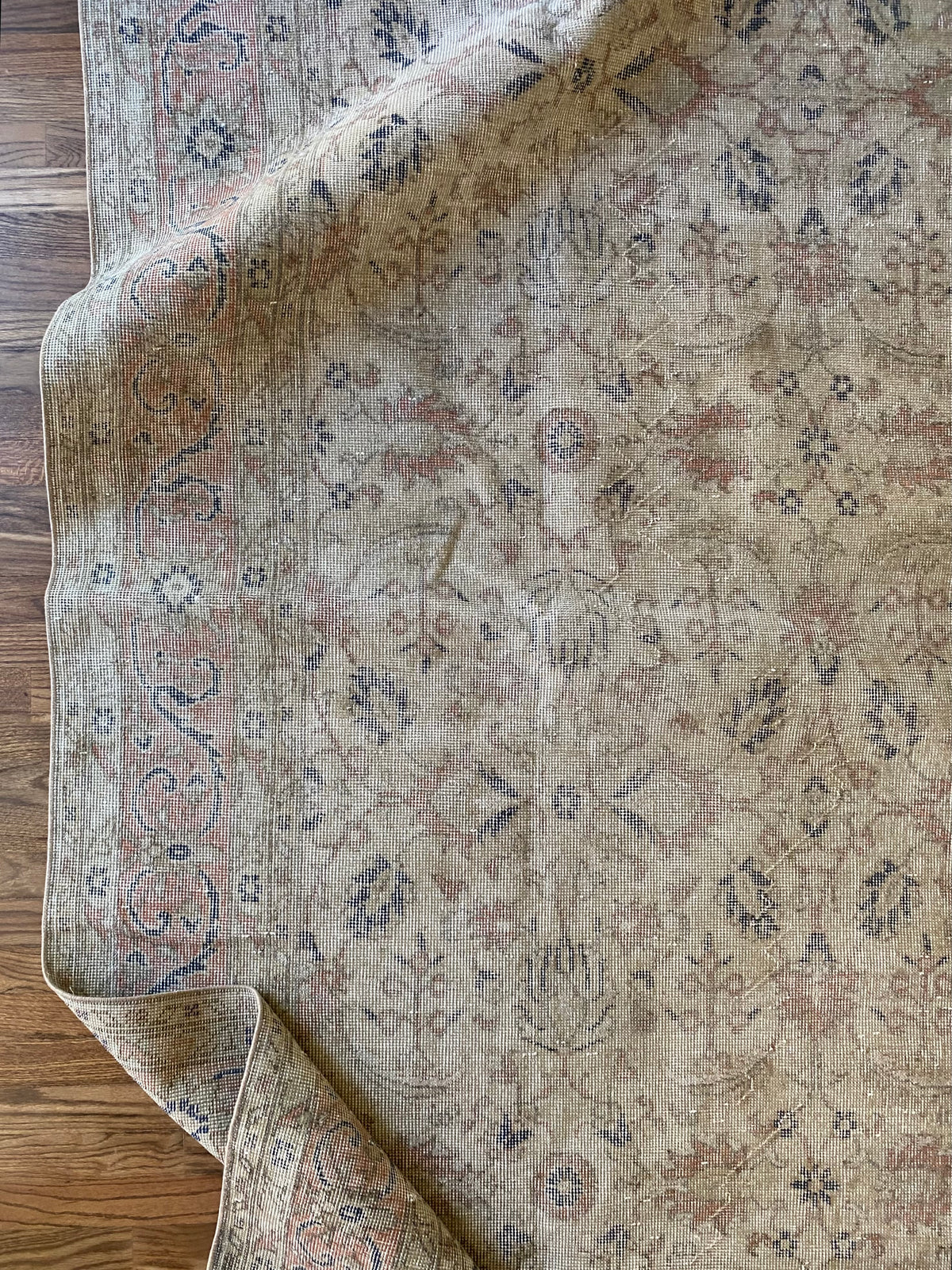 Vintage Turkish Wool Area Rug 8’3”x10’1" – Hand-Knotted Muted Terracotta Floral Rug | Lillian