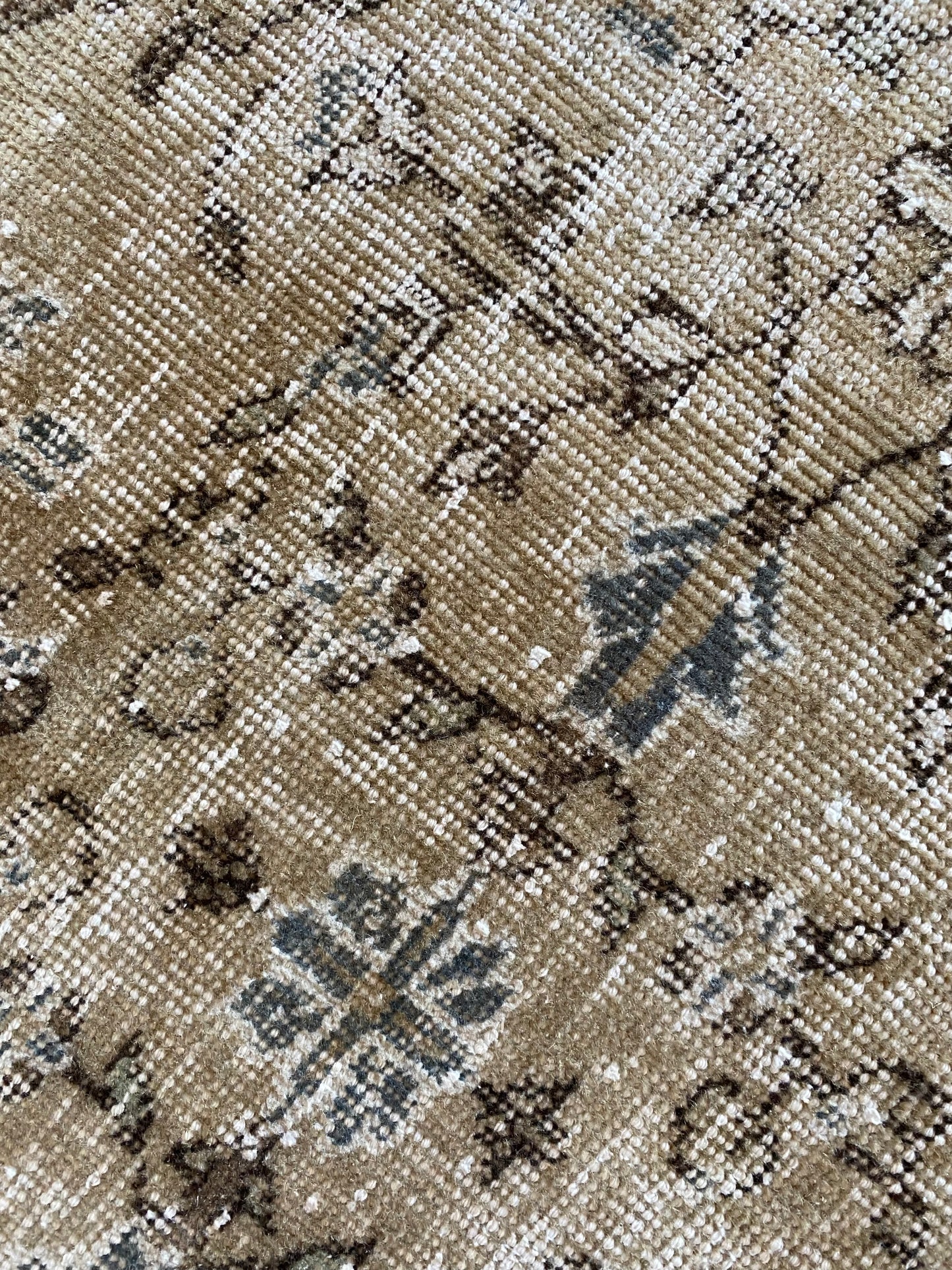 Vintage Turkish Wool Area Rug 7’9”x10’9.5” – Hand-Knotted Neutral Allover Pattern Rug | Hannah