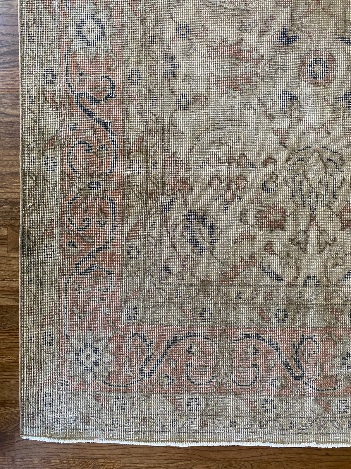Vintage Turkish Wool Area Rug 8’3”x10’1" – Hand-Knotted Muted Terracotta Floral Rug | Lillian
