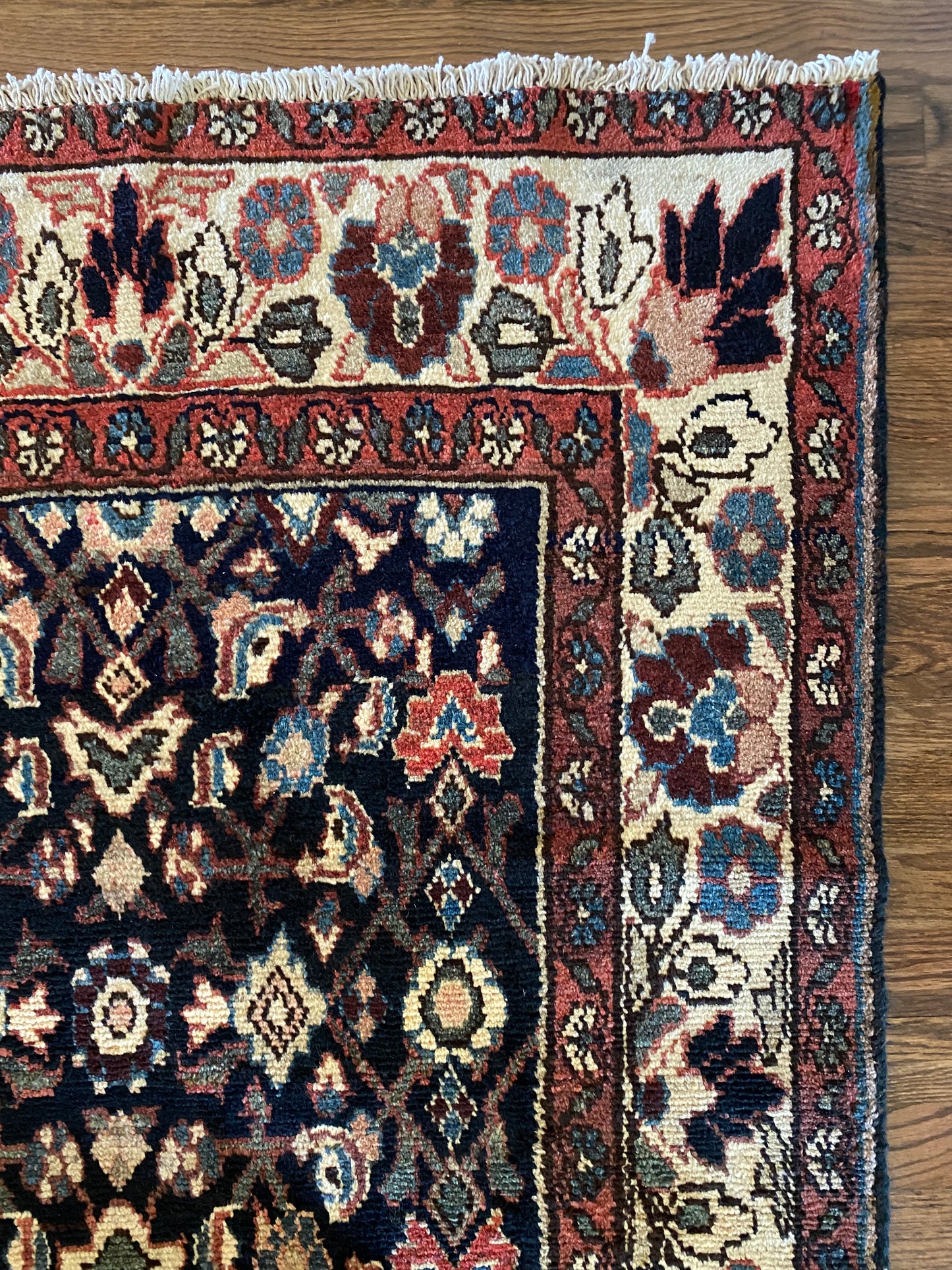 Vintage Malayer Wool Runner 3’4"x10’1" – Hand-Knotted Moody Navy Runner | Marci