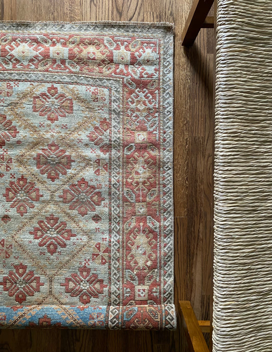 Antique Blauch Wool Rug 2’10"x5’9" – Hand-Knotted Geometric Scatter Rug | Odette