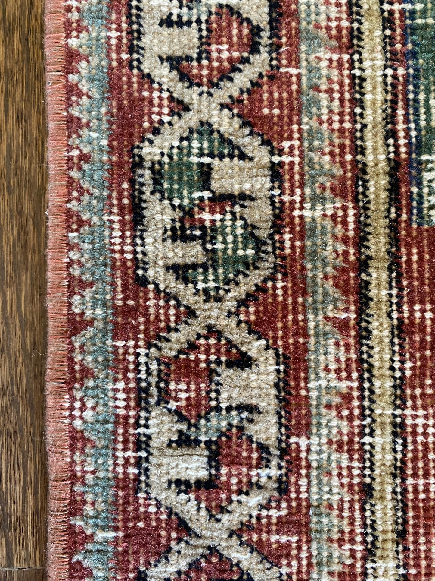 Vintage Turkish Wool Runner 2’6"x11’5" – Hand-Knotted Faded Red & Green Geometric Runner | Georgia
