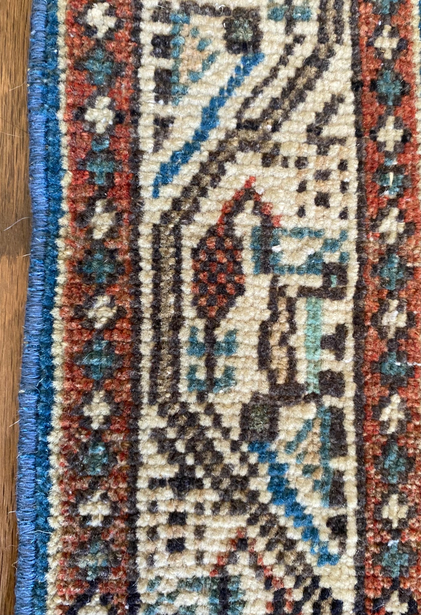 Vintage Persian Wool Rug 2’0.75"x3’9" – Hand-Knotted Blue Boteh Scatter Rug | Molly