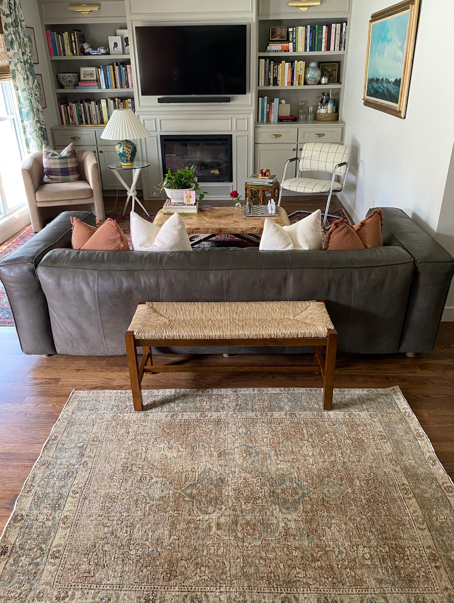 Antique Tabriz Wool Rug 4’4"x5’10" – Hand-Knotted Neutral Scatter Rug | Ginny