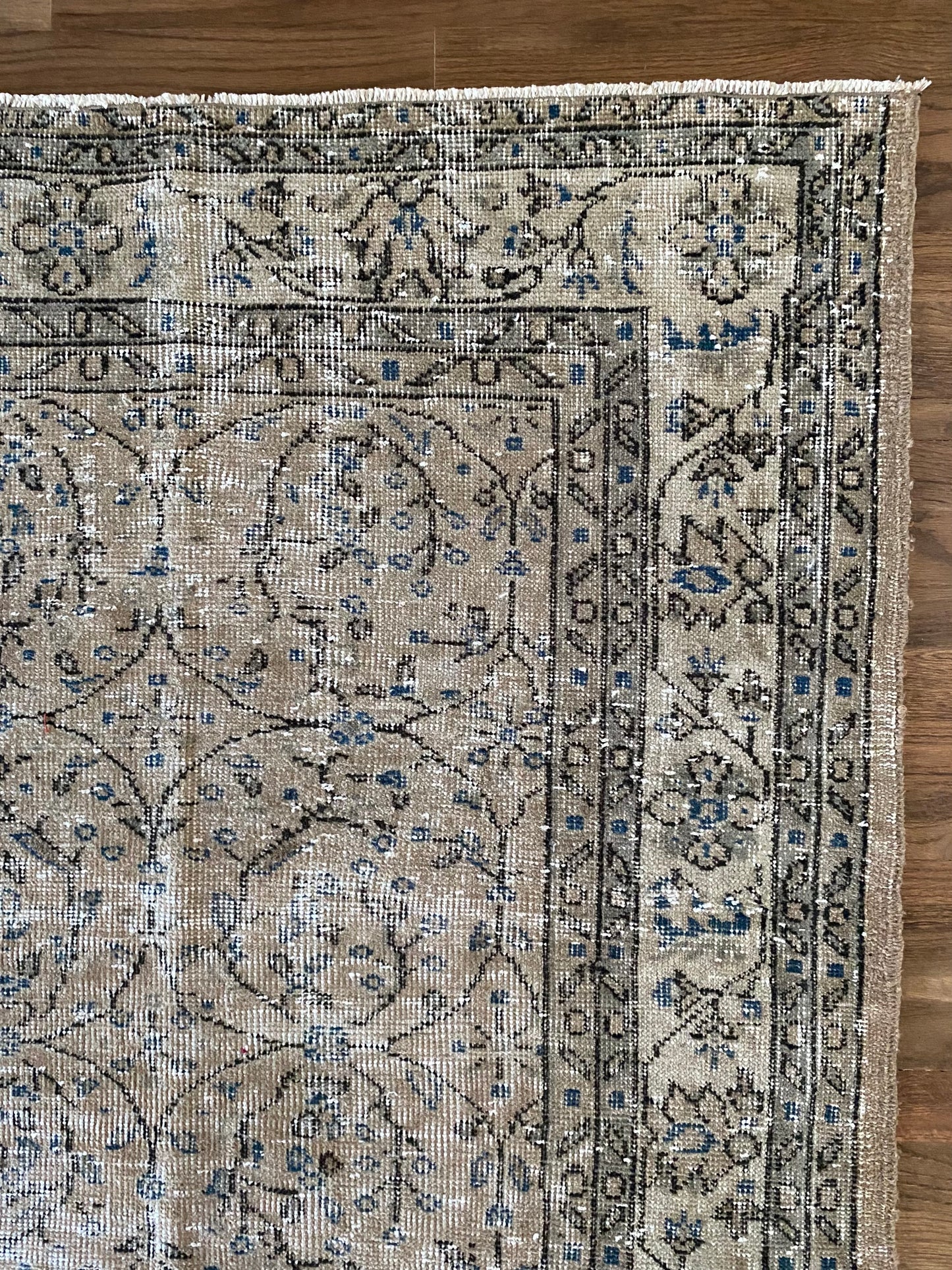 Vintage Turkish Wool Area Rug 7’11’x10’8" – Hand-Knotted Neutral Rug | Collins