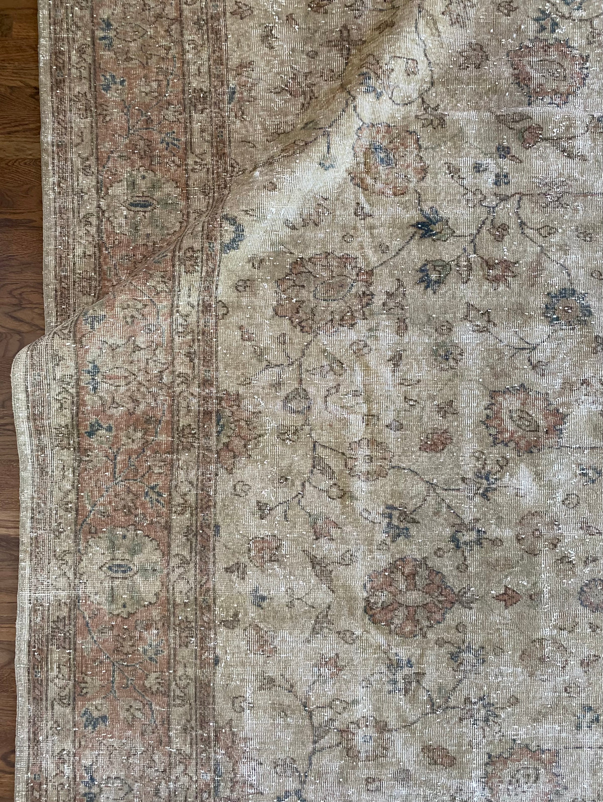 Vintage Turkish Wool Area Rug 10’2”x13’– Hand-Knotted Large Floral Rug | Hannah