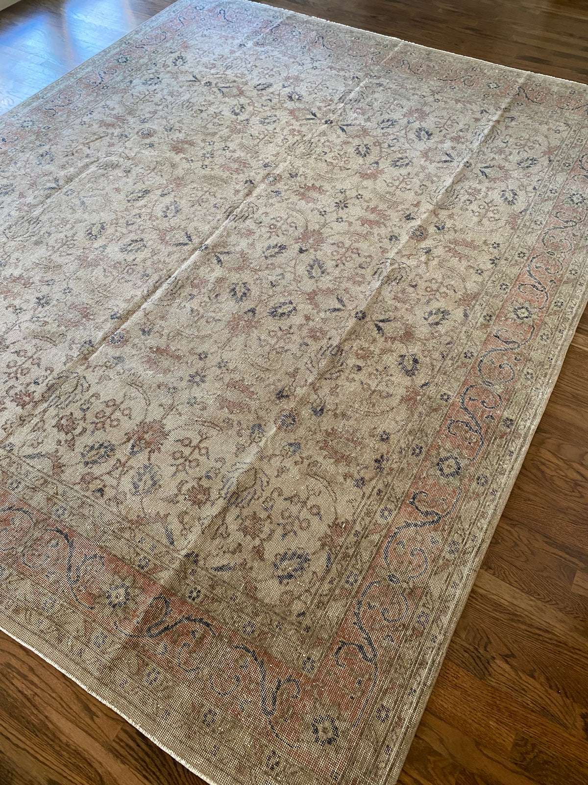 Vintage Turkish Wool Area Rug 8’3”x10’1" – Hand-Knotted Muted Terracotta Floral Rug | Lillian