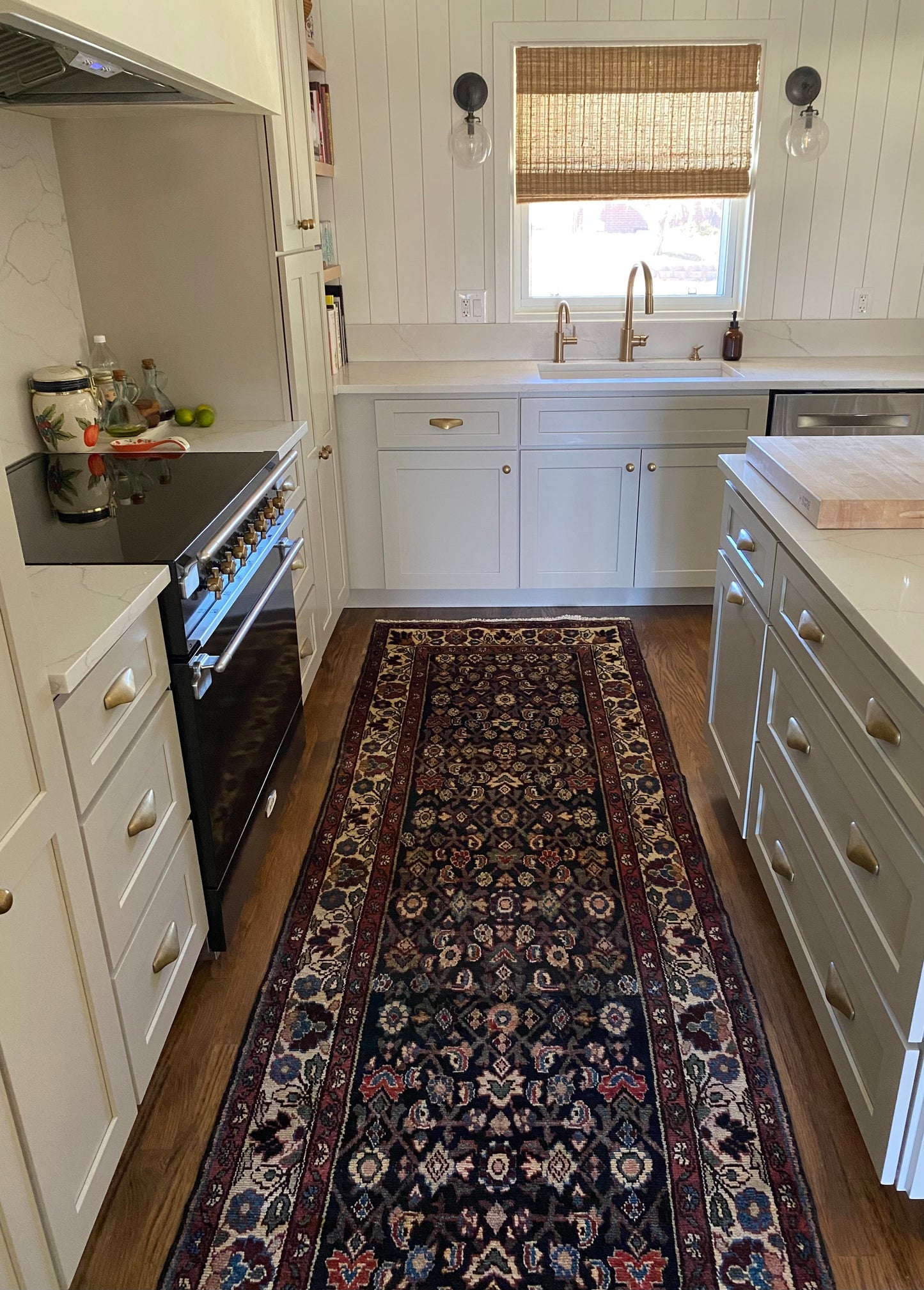 Moody vintage runner rug hallway styling view