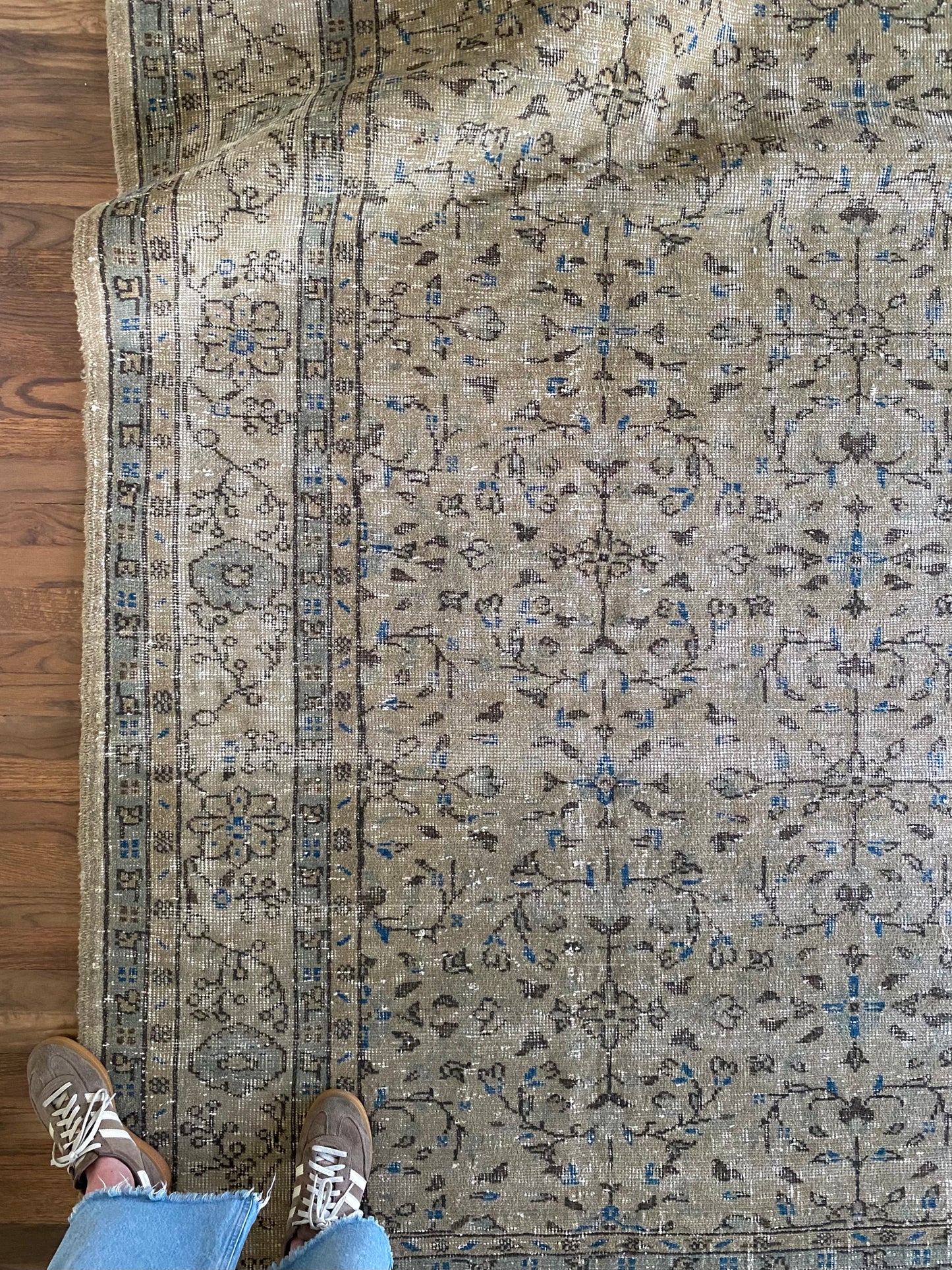 Vintage Turkish Wool Area Rug 9’4x12’2” – Hand-Knotted Neutral Rug | Rory