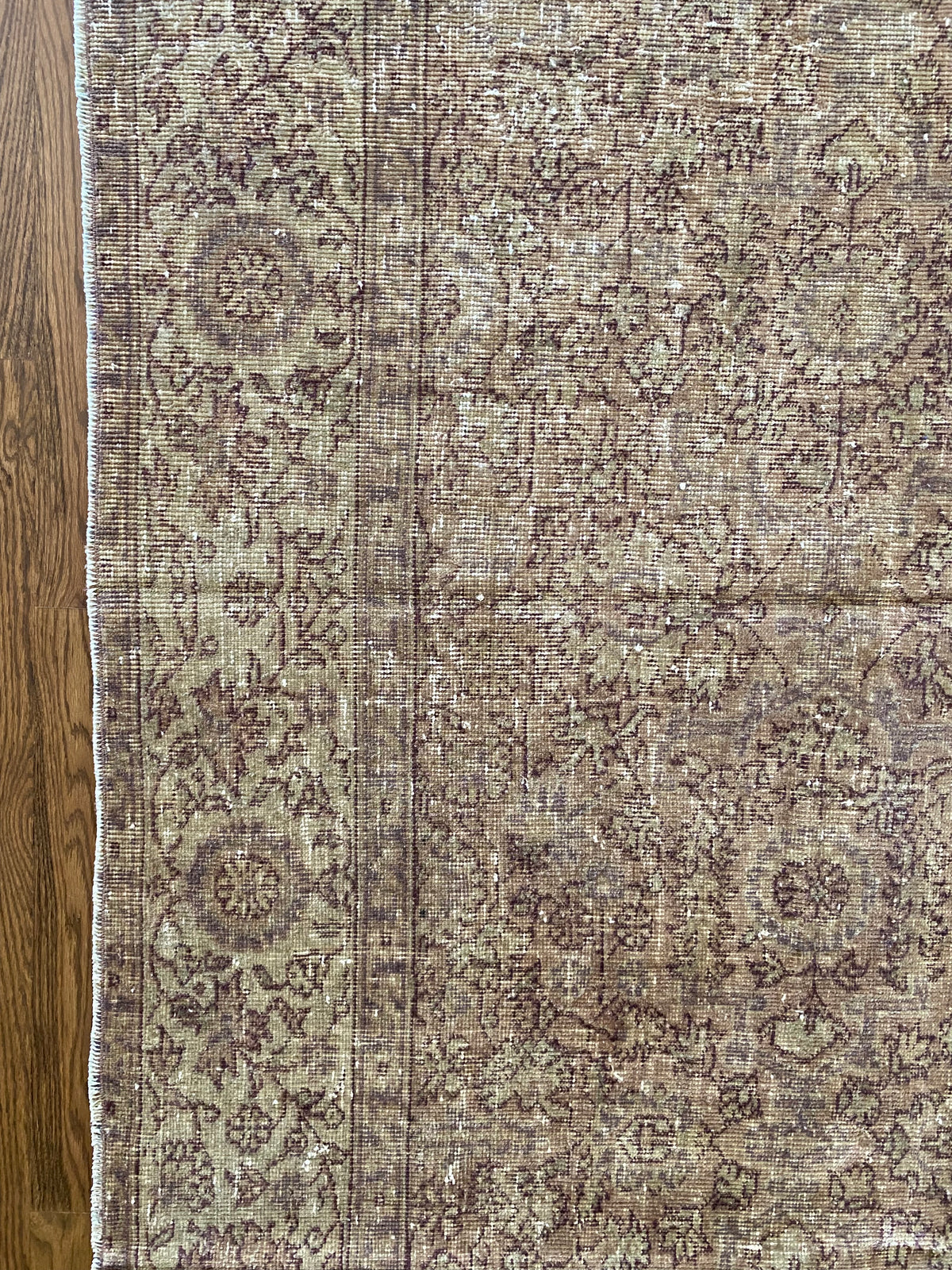 Vintage Turkish Wool Area Rug 8’x10’6" – Hand-Knotted Clay Floral Rug | Monica