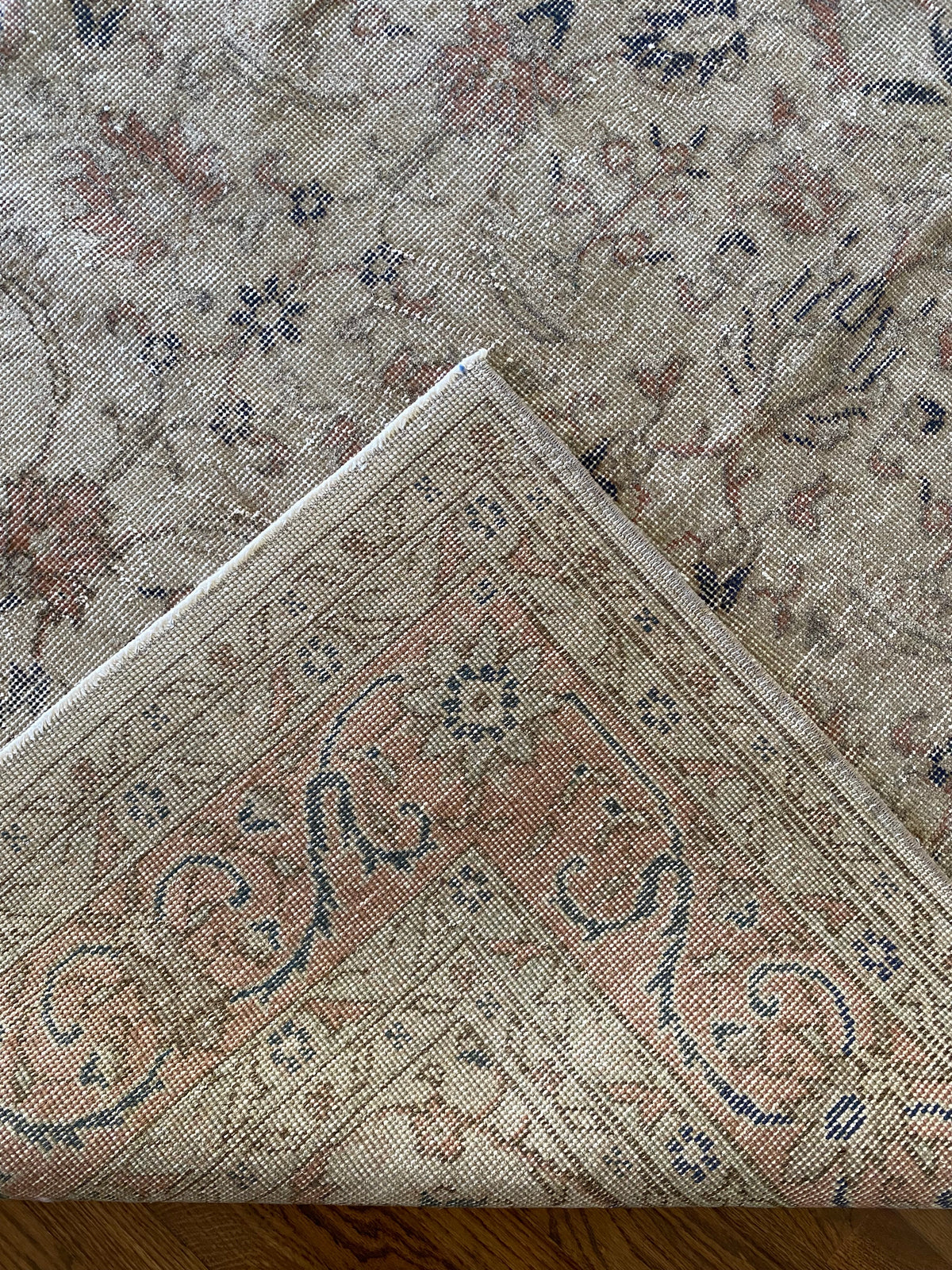 Vintage Turkish Wool Area Rug 8’3”x10’1" – Hand-Knotted Muted Terracotta Floral Rug | Lillian