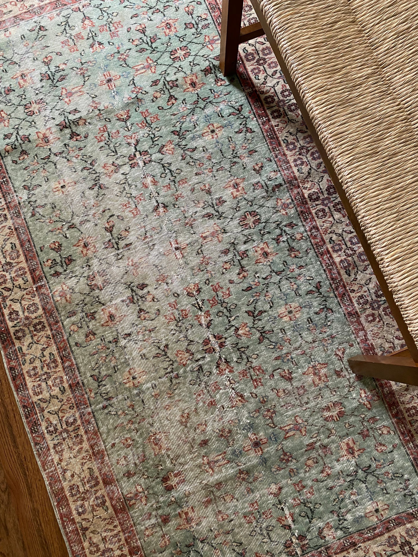 Vintage Turkish Wool Rug 3’9"x6’11" – Hand-Knotted Floral Scatter Rug | Emery