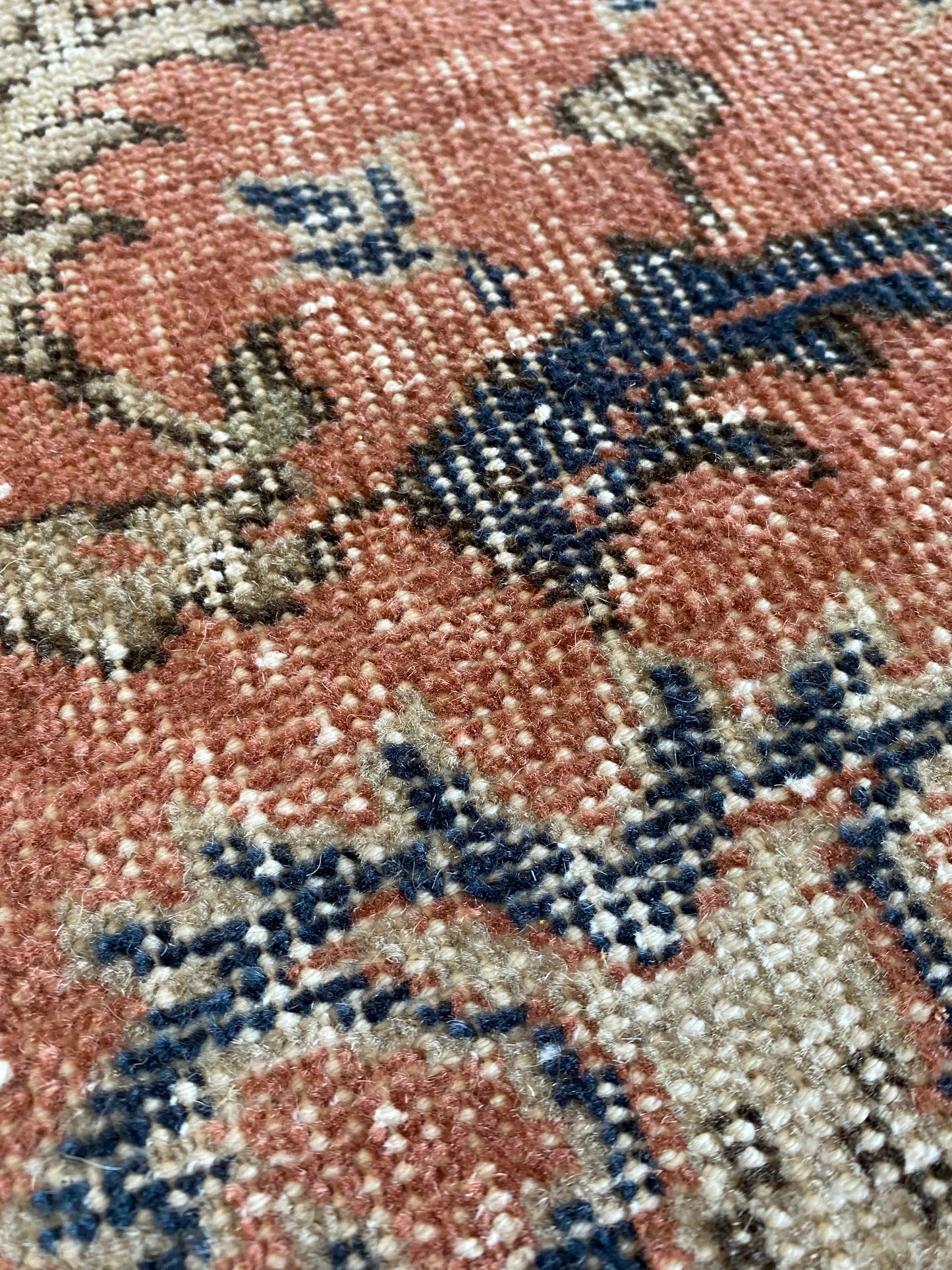Vintage Turkish Wool Area Rug 8’5”x12’ – Hand-Knotted Salmon Floral Rug | Olivia