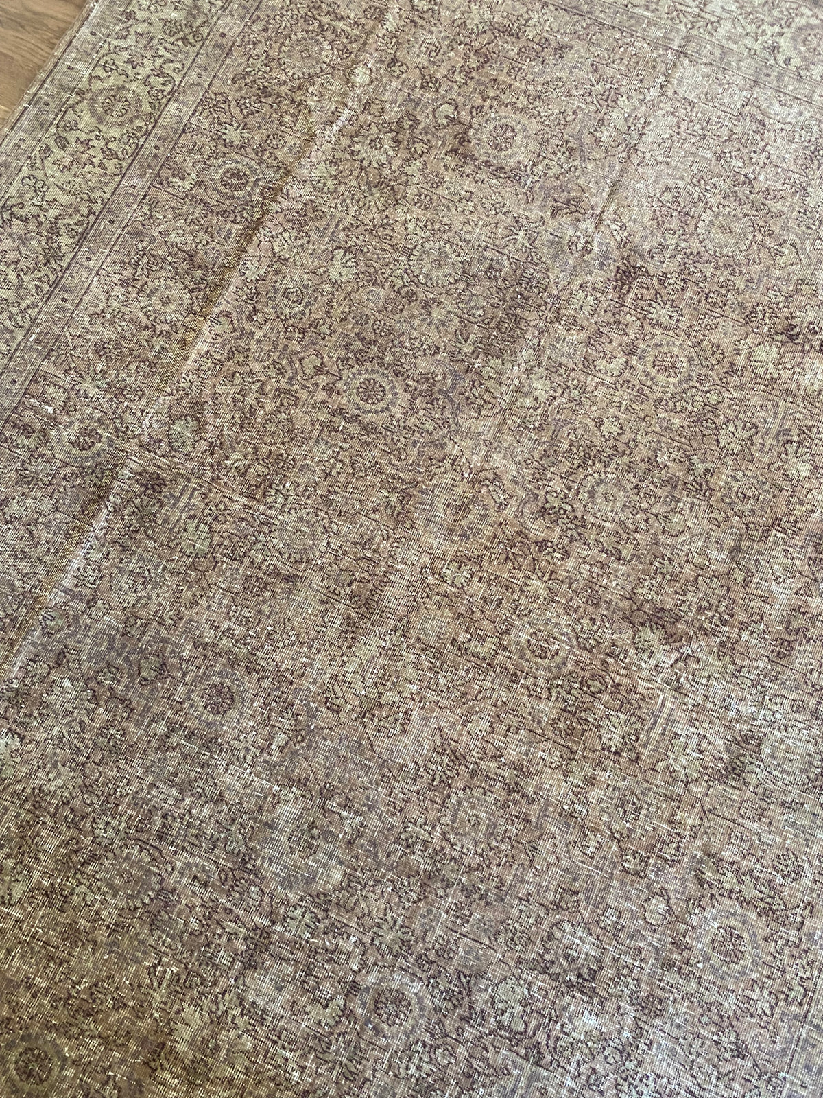 Vintage Turkish Wool Area Rug 8’x10’6" – Hand-Knotted Clay Floral Rug | Monica
