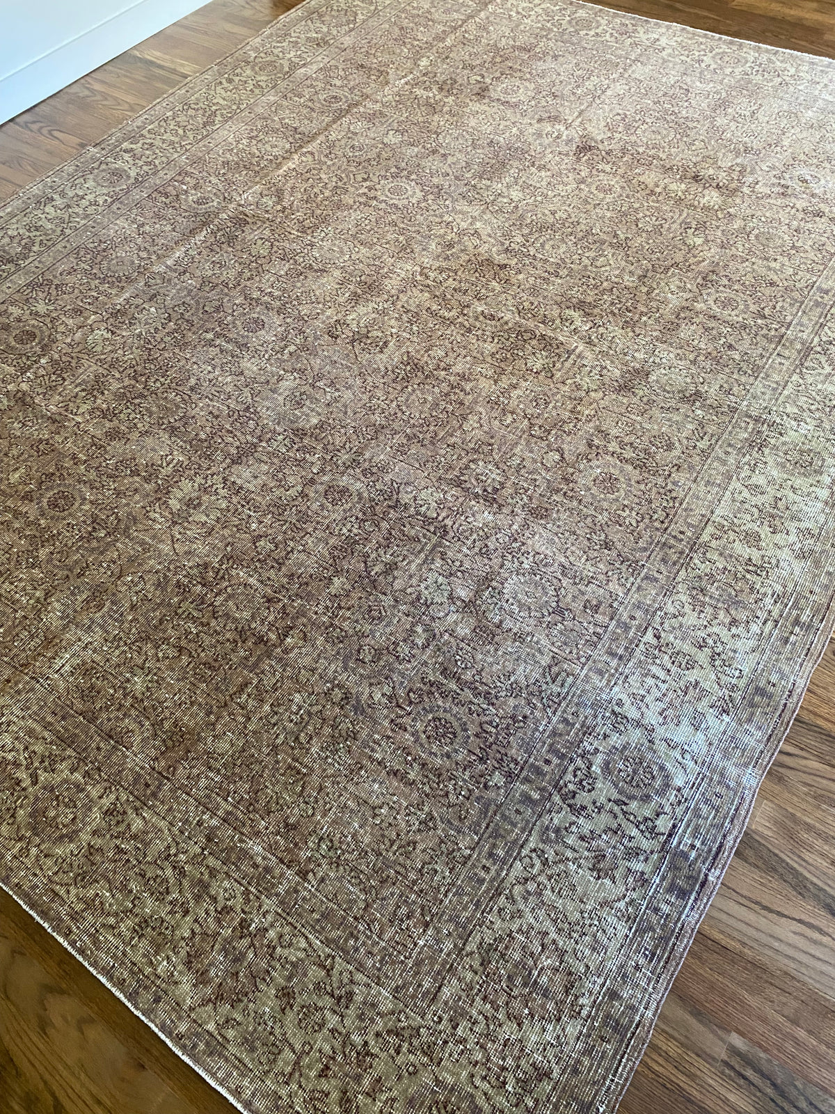 Vintage Turkish Wool Area Rug 8’x10’6" – Hand-Knotted Clay Floral Rug | Monica