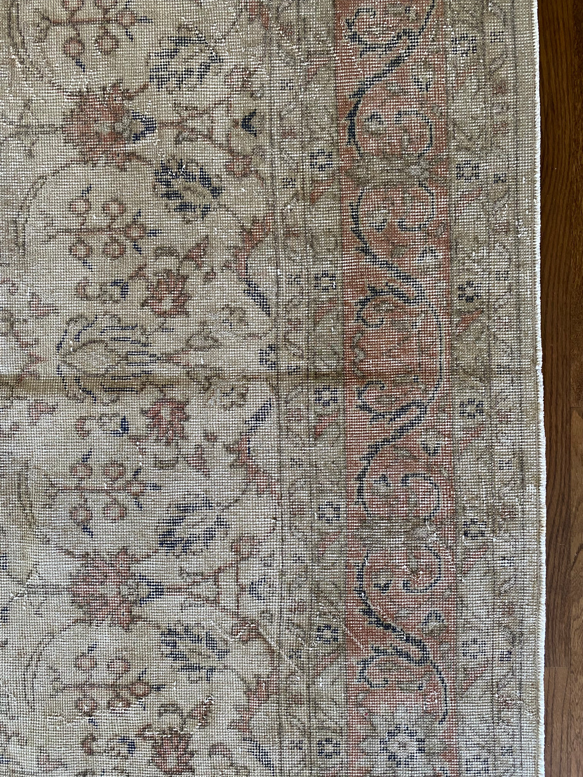Vintage Turkish Wool Area Rug 8’3”x10’1" – Hand-Knotted Muted Terracotta Floral Rug | Lillian