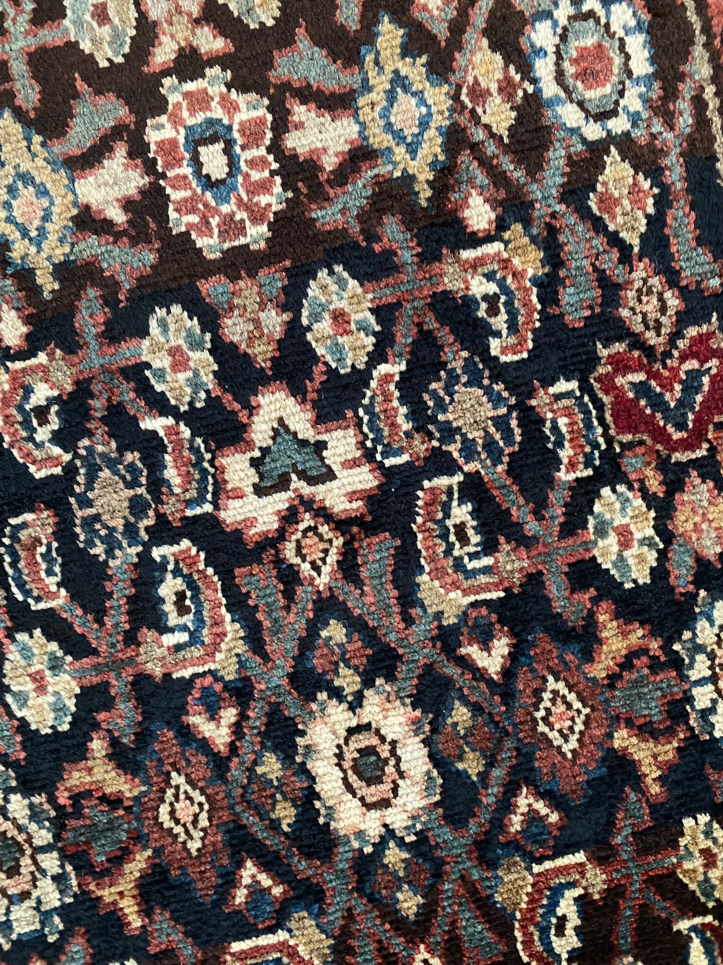 Vintage Malayer Wool Runner 3’4"x10’1" – Hand-Knotted Moody Navy Runner | Marci