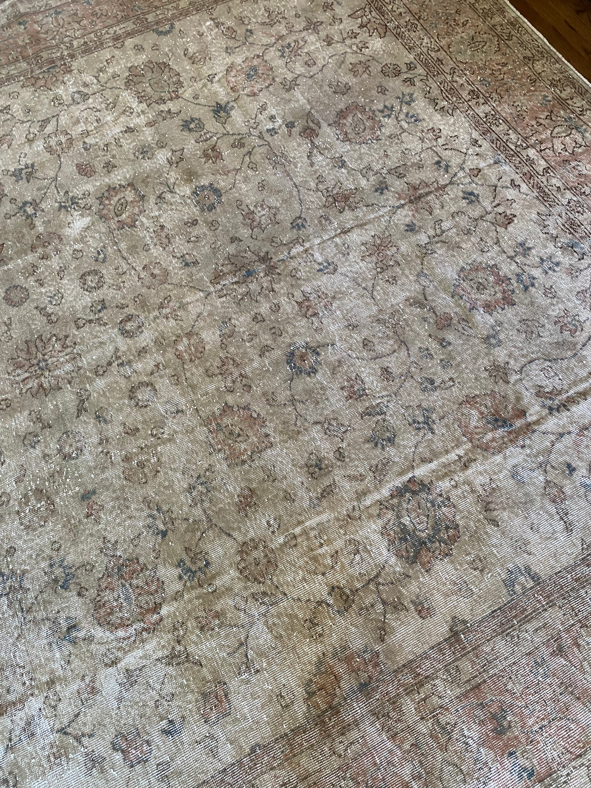 Vintage Turkish Wool Area Rug 10’2”x13’– Hand-Knotted Large Floral Rug | Hannah