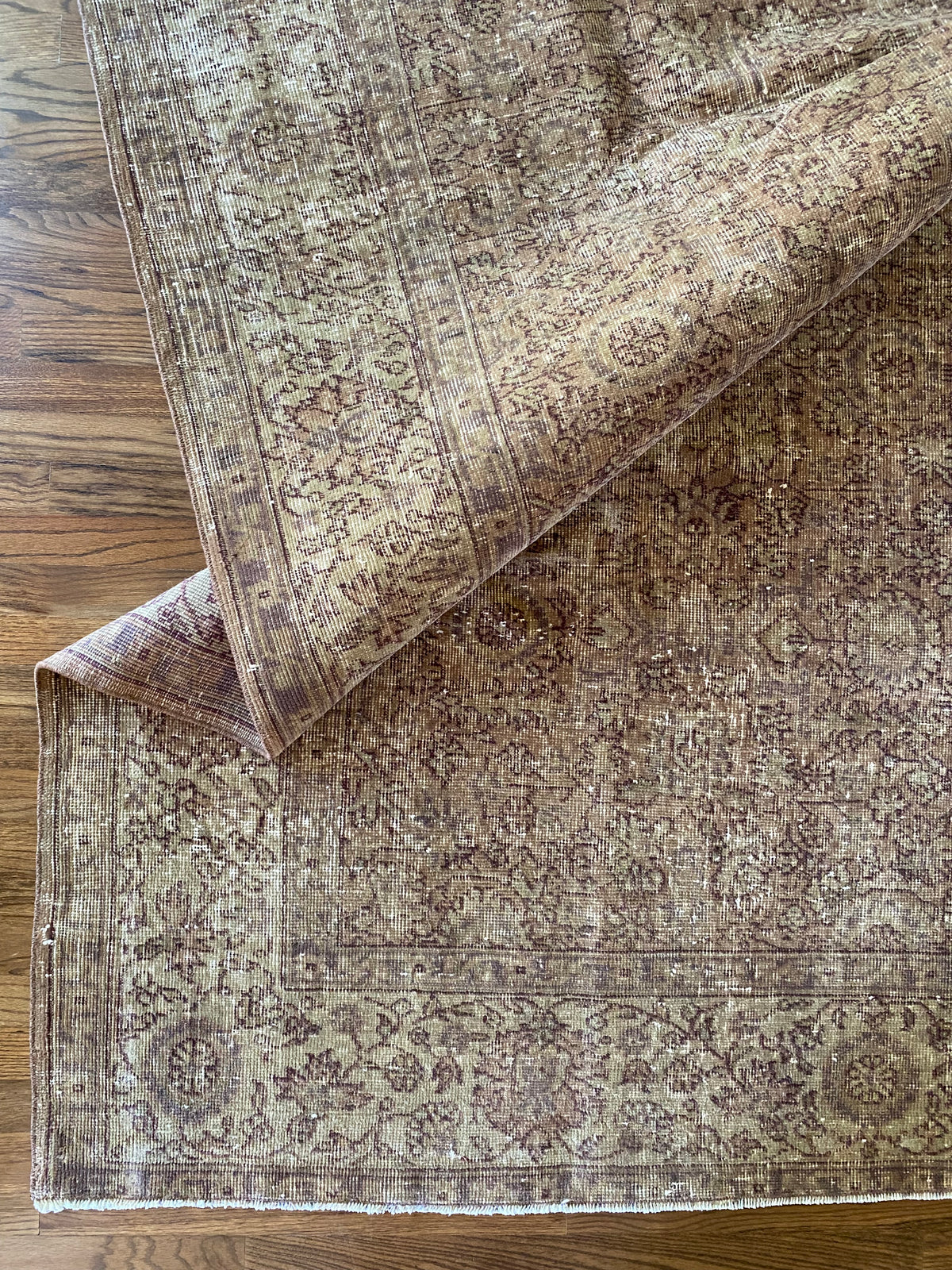 Vintage Turkish Wool Area Rug 8’x10’6" – Hand-Knotted Clay Floral Rug | Monica