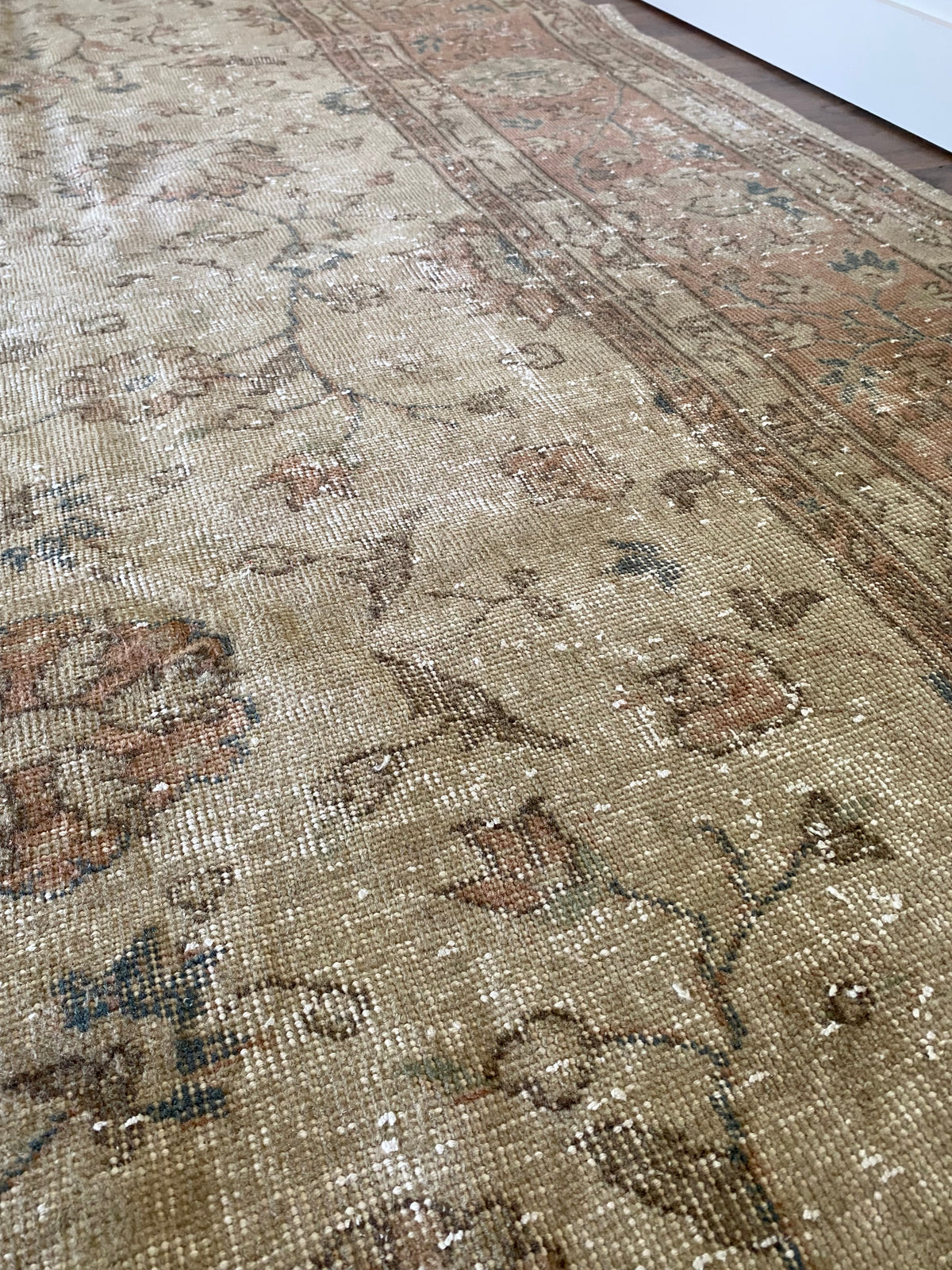 Vintage Turkish Wool Area Rug 10’2”x13’– Hand-Knotted Large Floral Rug | Hannah