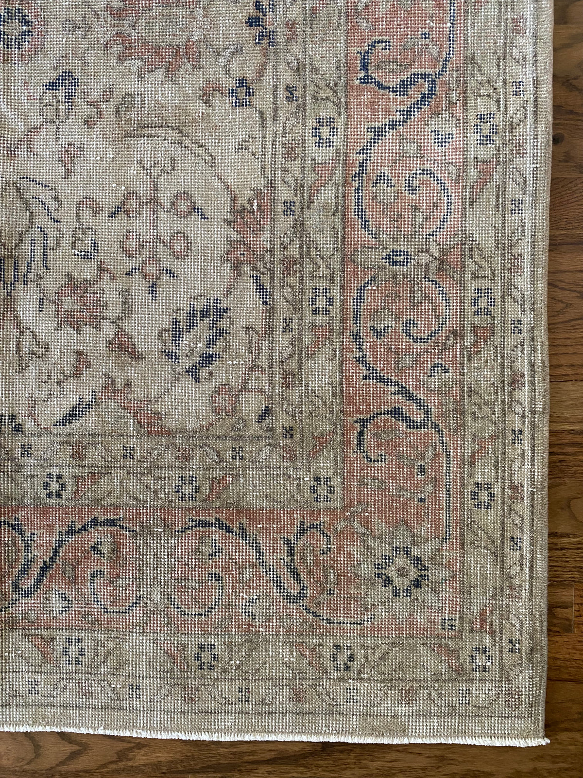 Vintage Turkish Wool Area Rug 8’3”x10’1" – Hand-Knotted Muted Terracotta Floral Rug | Lillian