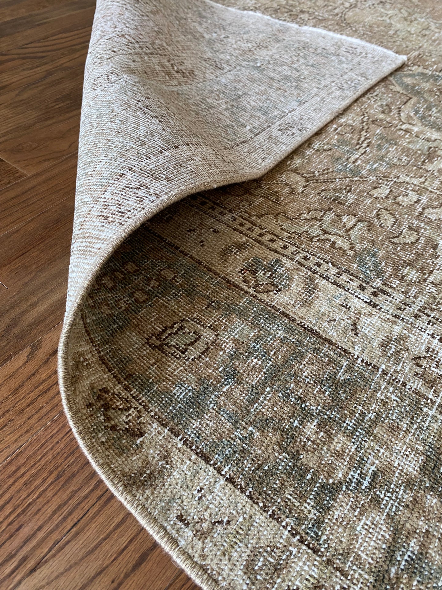 Antique Tabriz Wool Rug 4’4"x5’10" – Hand-Knotted Neutral Scatter Rug | Ginny