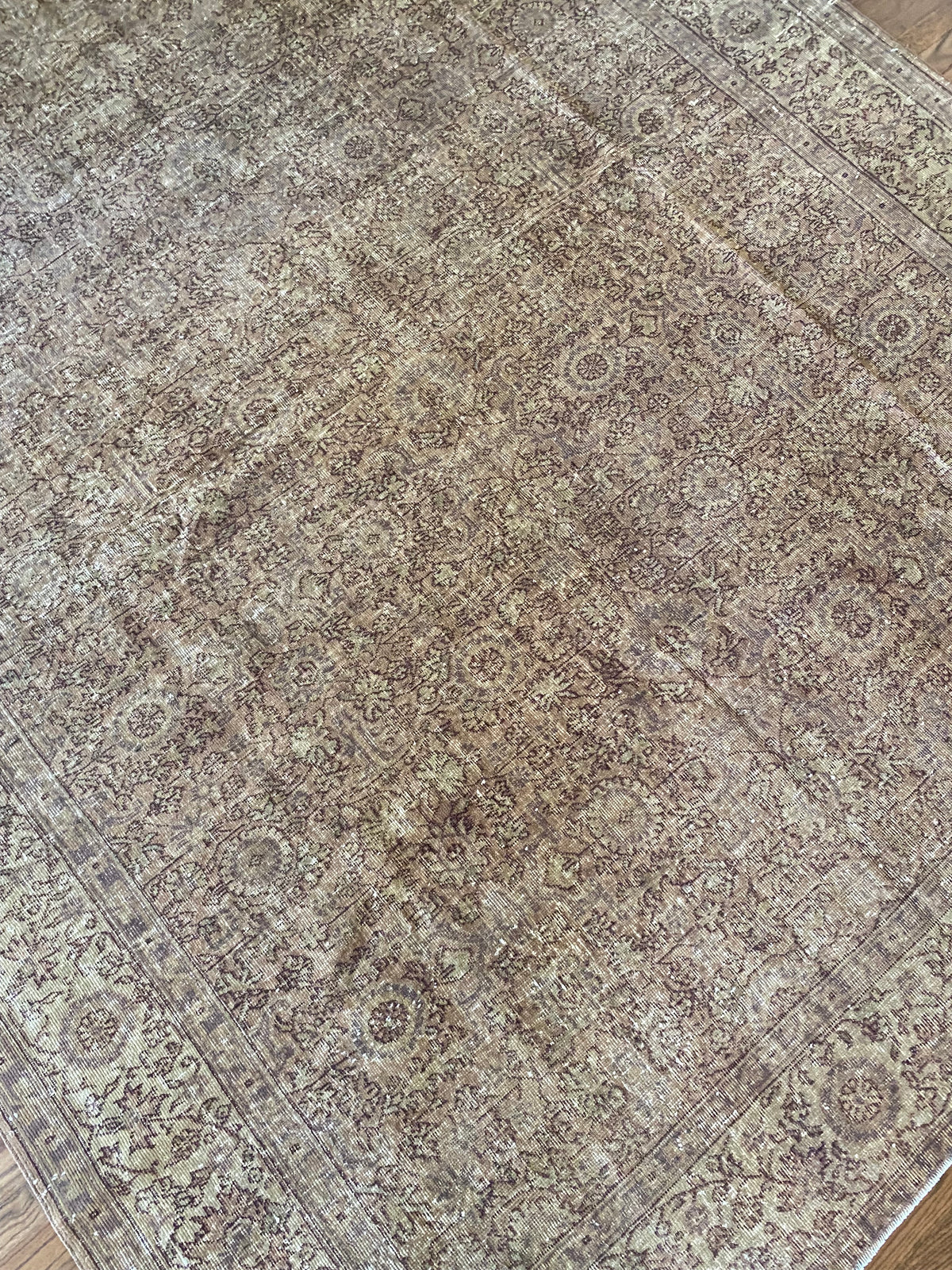 Vintage Turkish Wool Area Rug 8’x10’6" – Hand-Knotted Clay Floral Rug | Monica